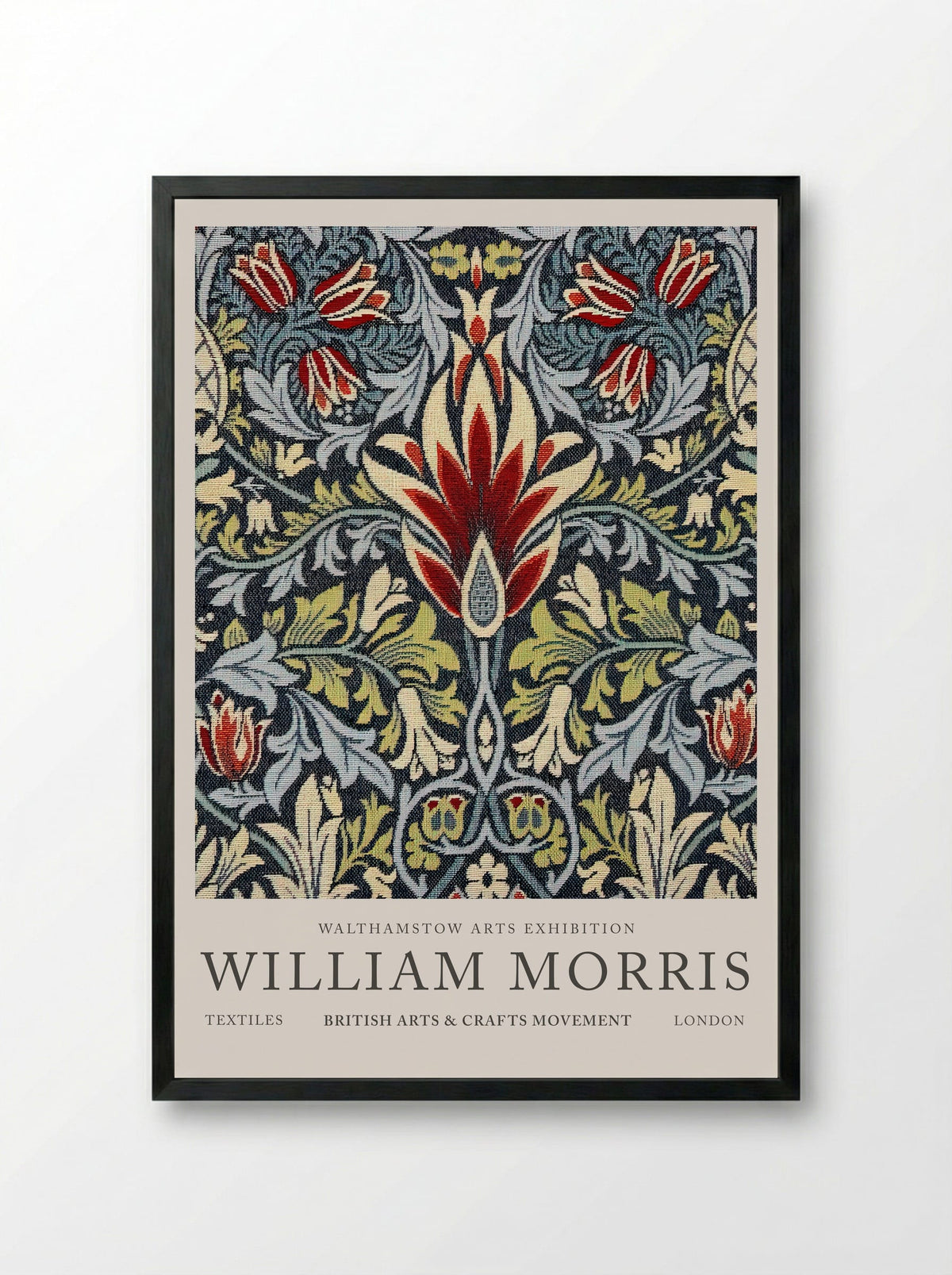 Snake Tapestry - William Morris Collection - Framed Print Black