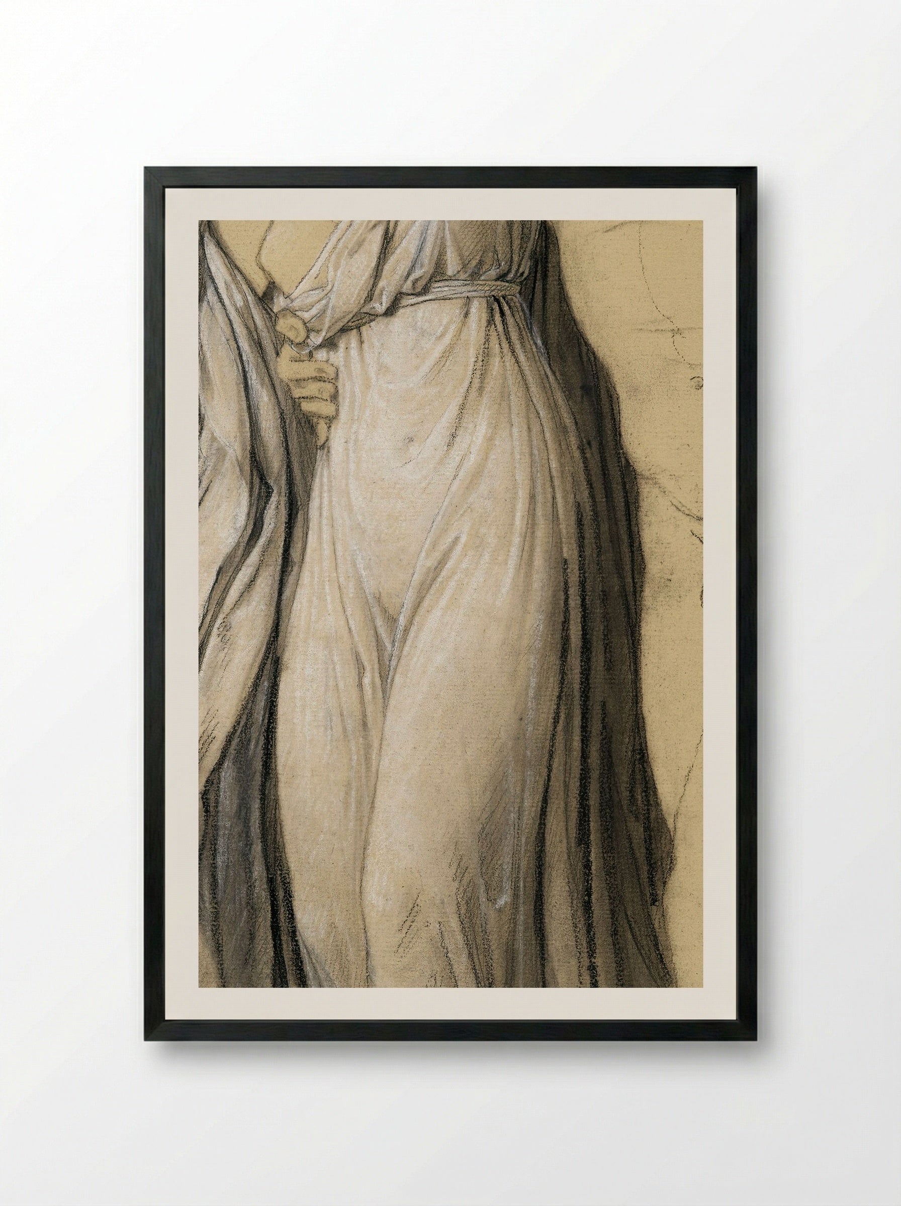 Drapery Study for Castor and Pollux Freeing Helen - Joseph-Ferdinand Lancrenon - Framed Print Black