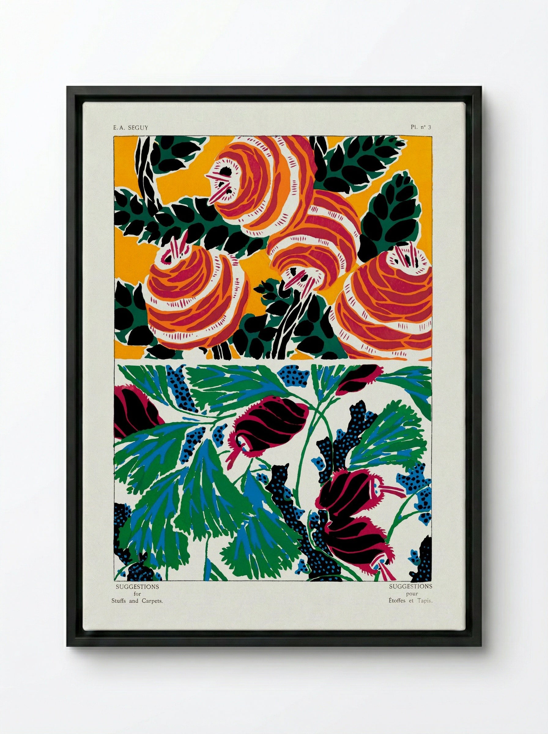 Suggestions pour Étoffes et Tapis, Plate No. 3 - Émile-Allain Séguy - Framed Canvas Black