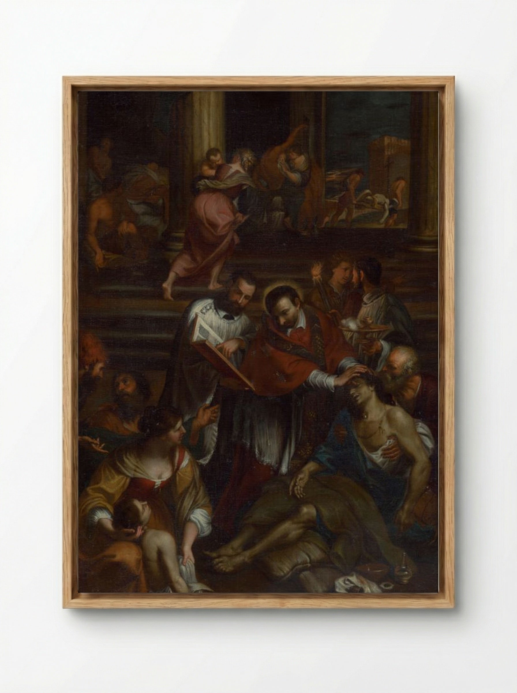 Saint Charles Borromeo Among Plague Victims - Fine Art Print - Framed Canvas Wood