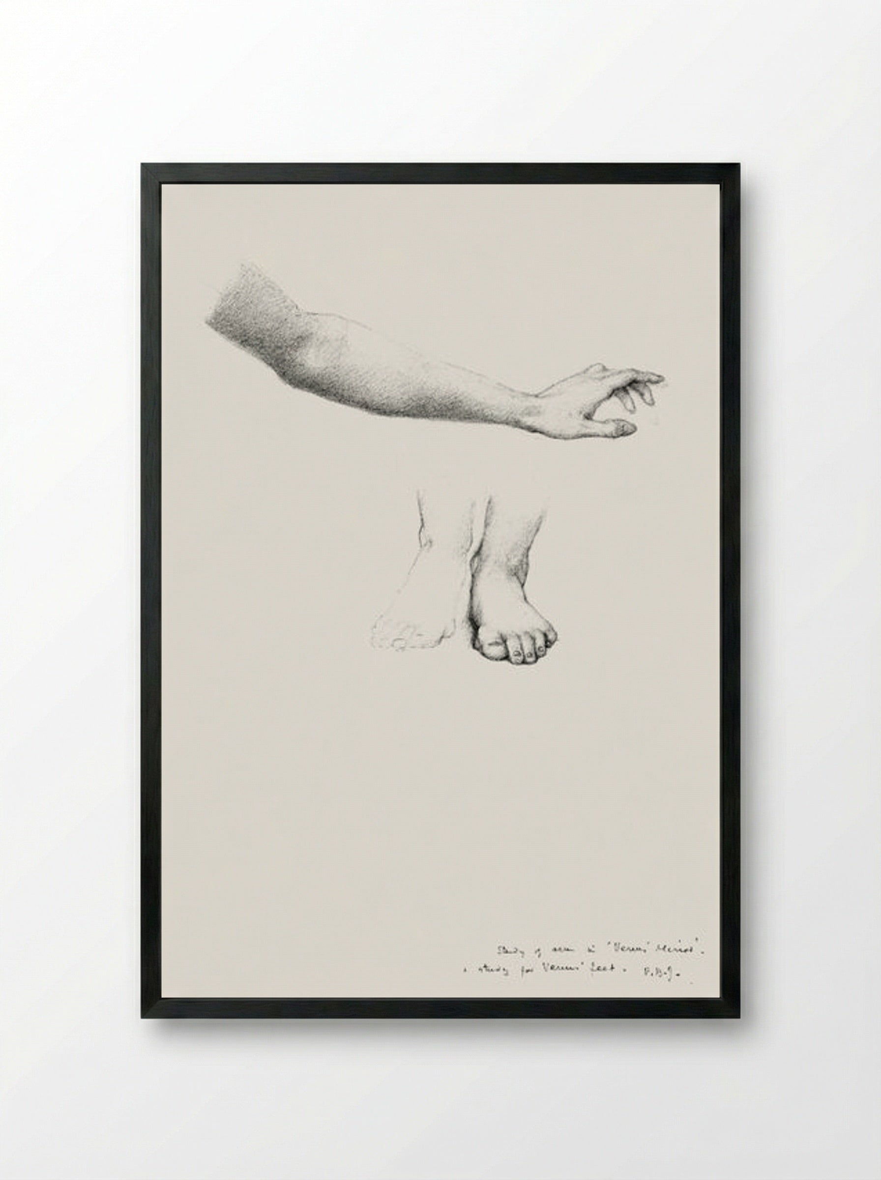Study of Arm and Feet for 'The Mirror of Venus' - Edward Burne-Jones - Framed Print Black