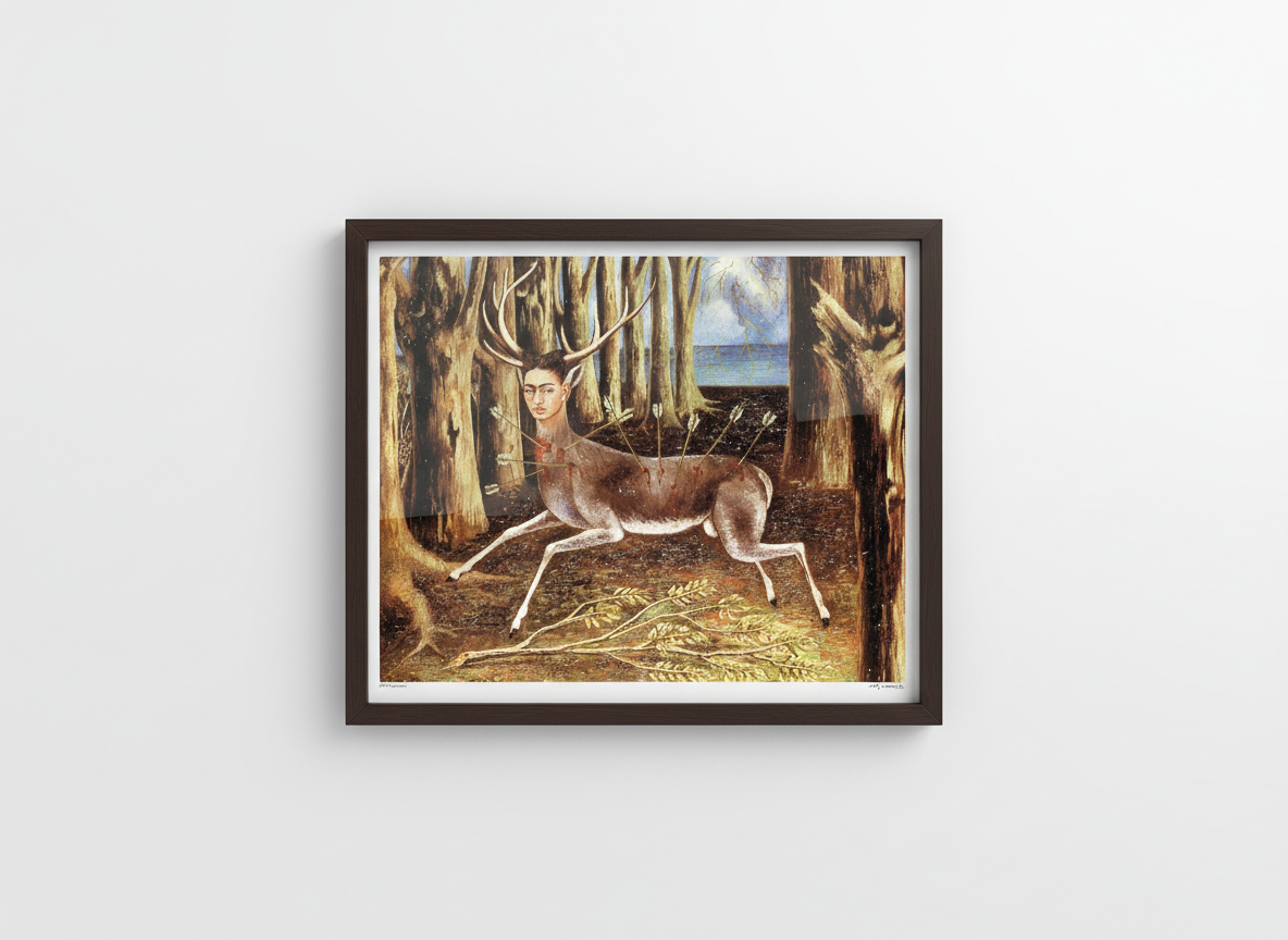 The Wounded Deer - Frida Kahlo - Framed Print Dark Wood