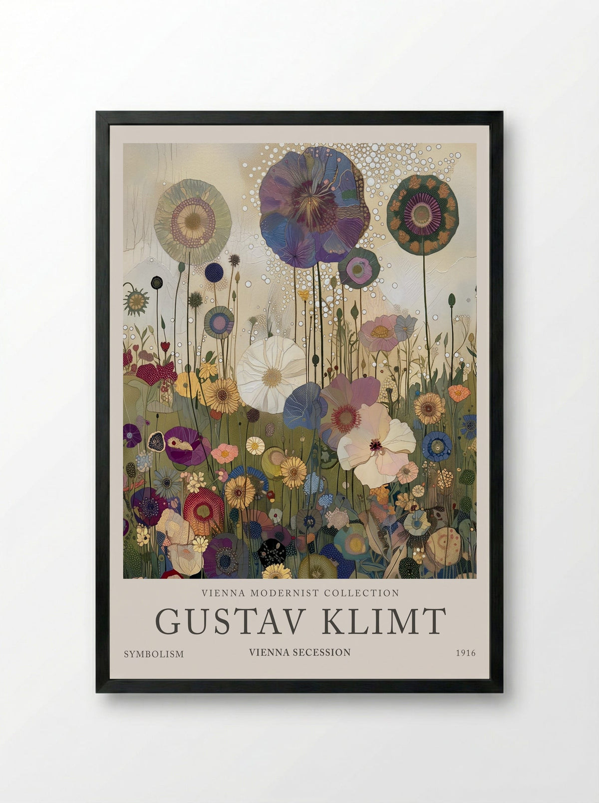 Golden Meadow Bloom – Gustav Klimt - Framed Print Black