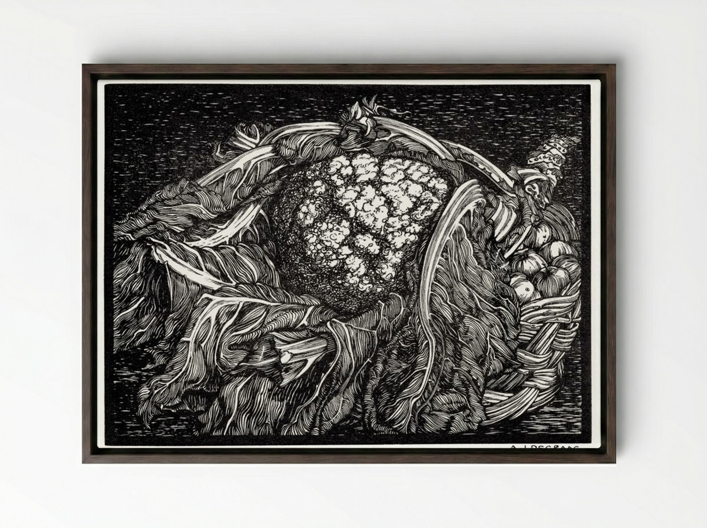 Cauliflower - Julie de Graag - Framed Canvas Dark Wood