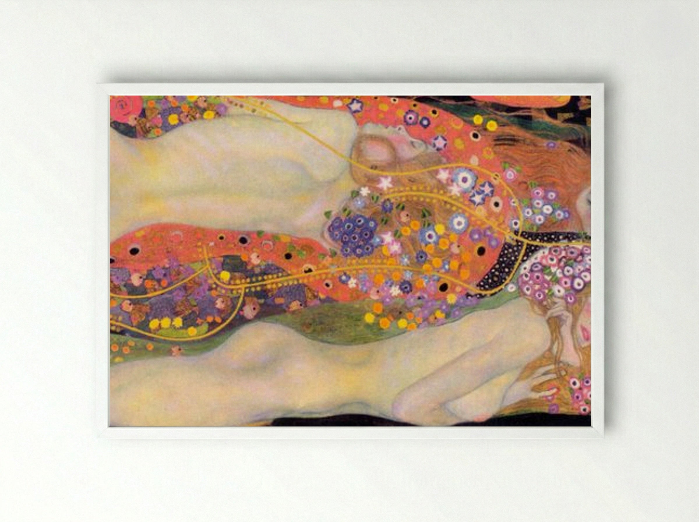 Water Serpents II - Gustav Klimt - Framed Print White
