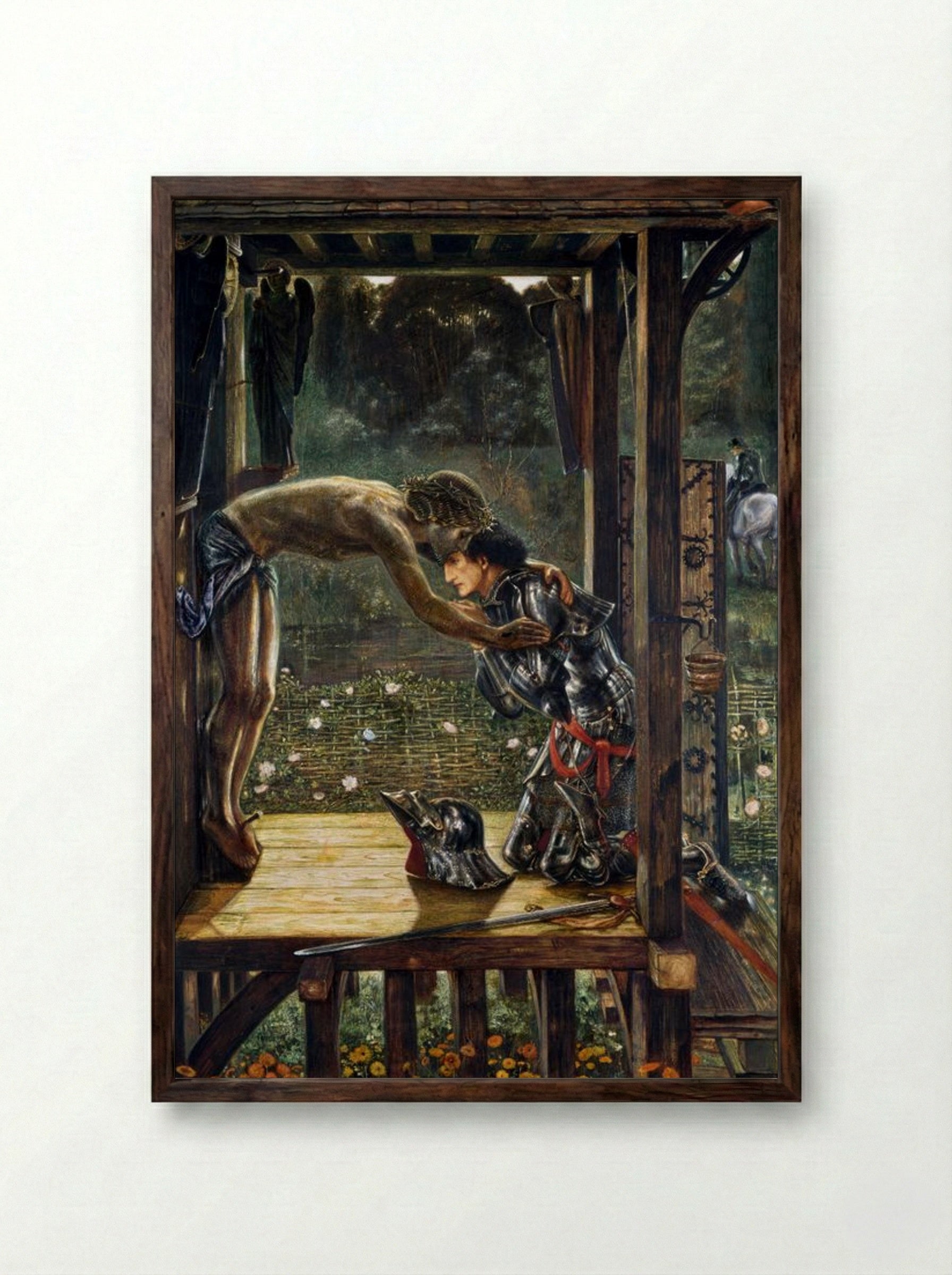 The Merciful Knight - Edward Burne-Jones - Framed Print Dark Wood