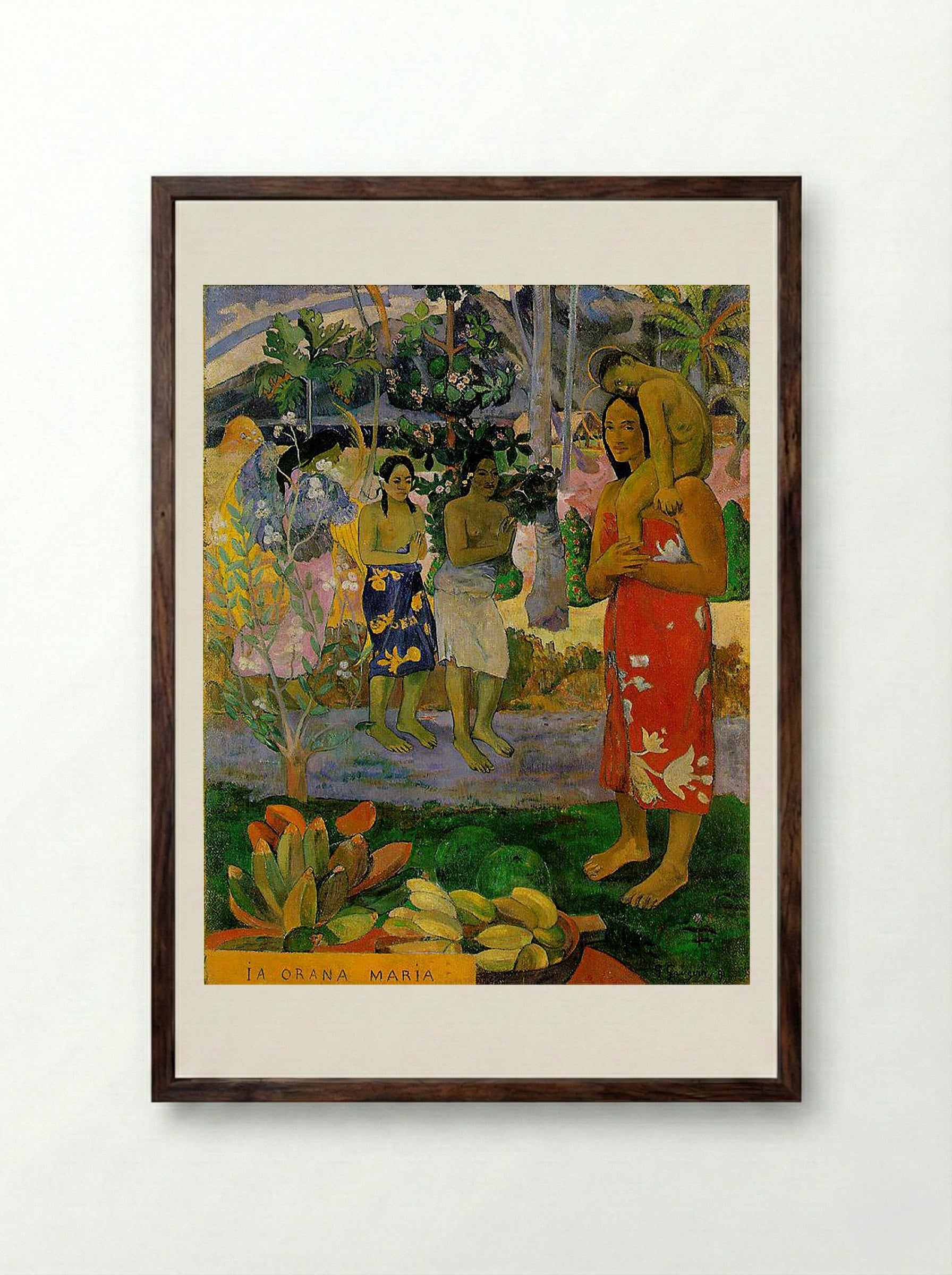 Ia Orana Maria (We Hail Thee Mary) - Paul Gauguin - Framed Print Dark Wood