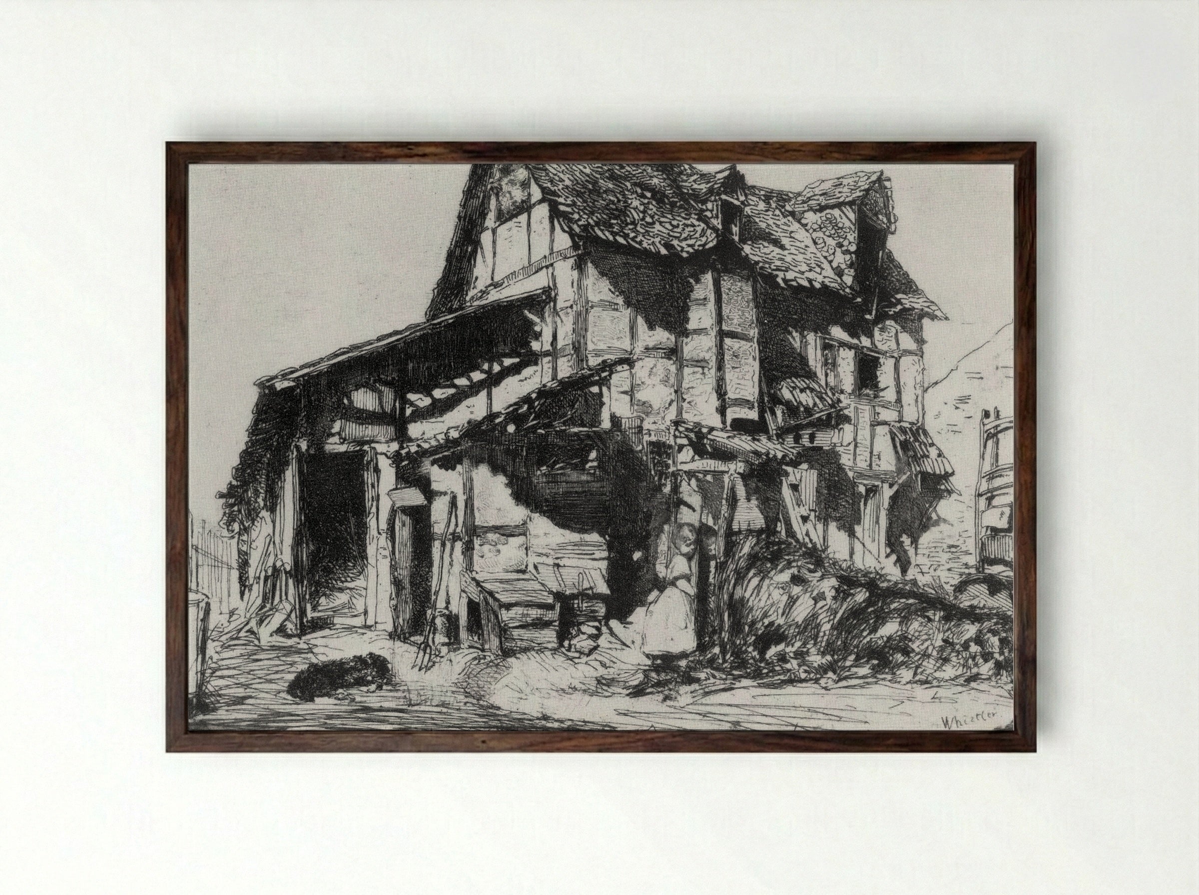 The Unsafe Tenement - James McNeill Whistler - Framed Print Dark Wood