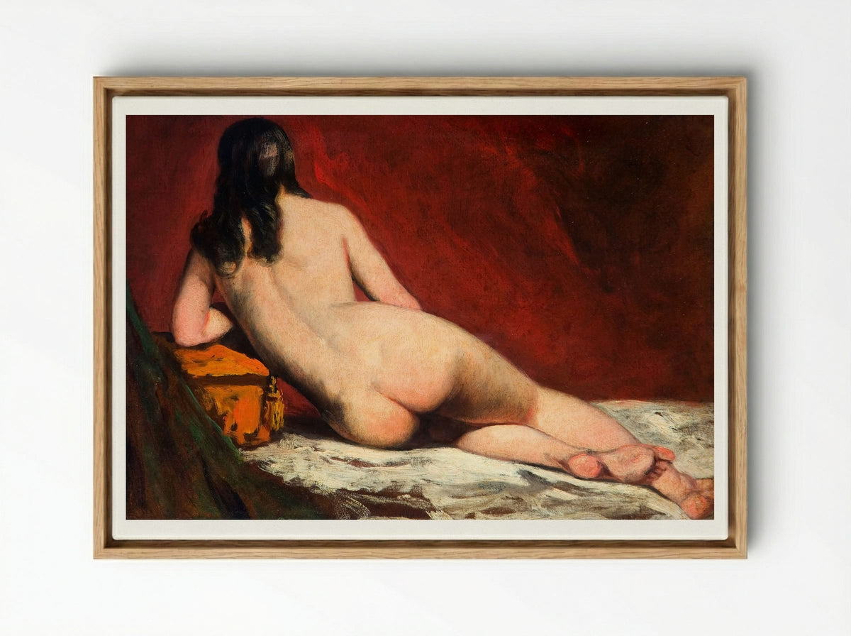 Nude Study of a Reclining Woman - William Etty - Framed Canvas Wood