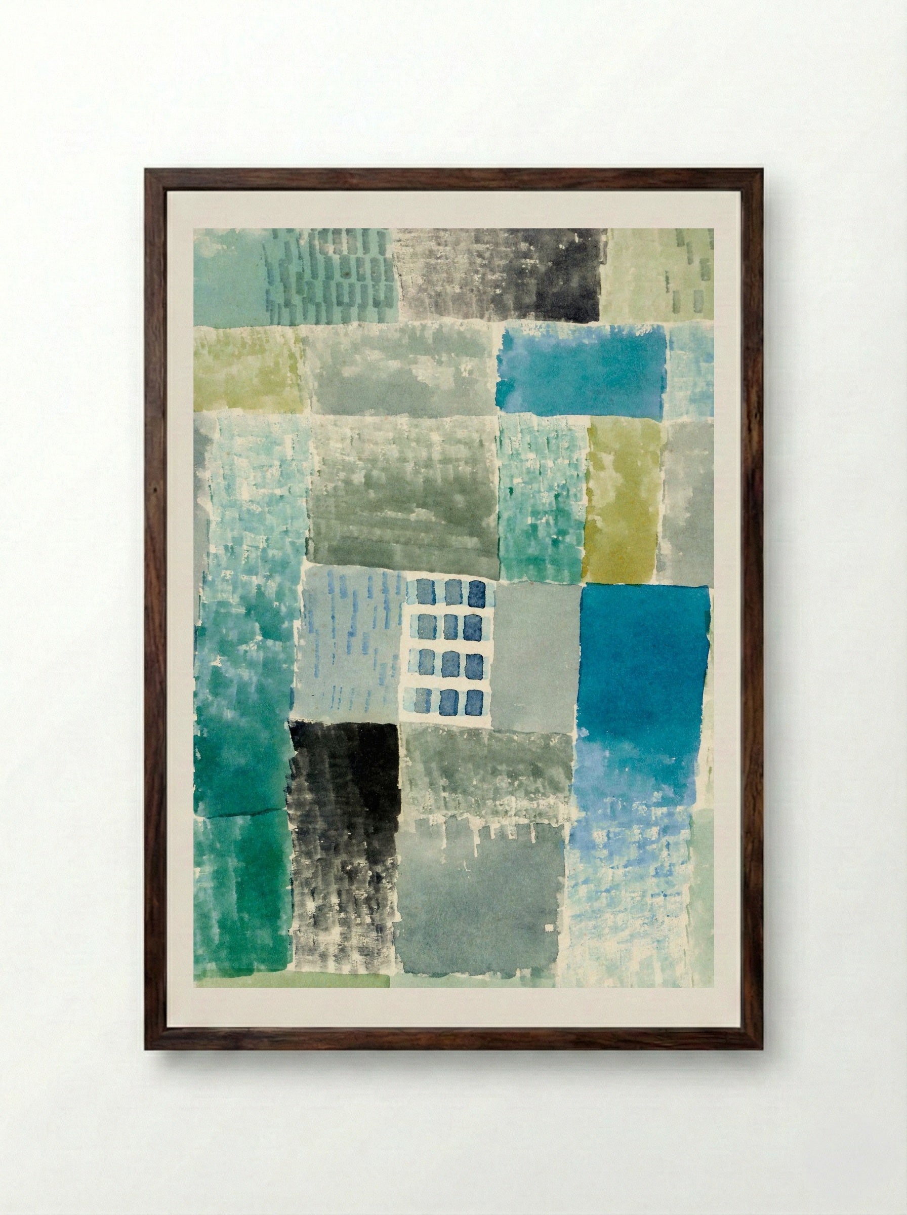 First House in a Settlement - Paul Klee - Framed Print Dark Wood