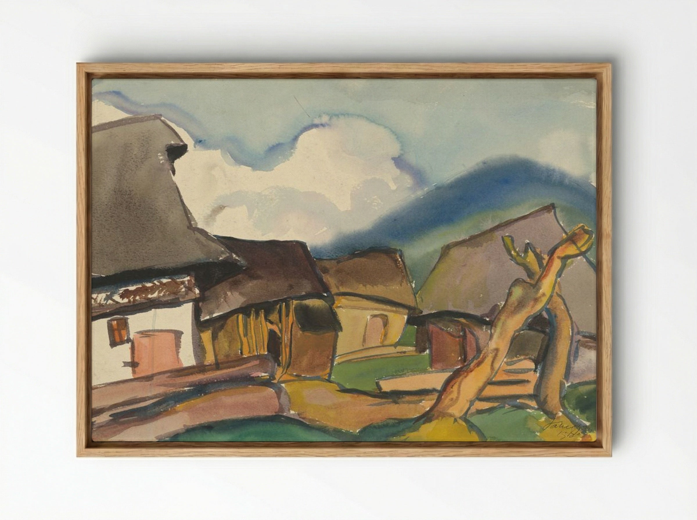 Village Scene - Zolo Palugyay - Framed Canvas Wood
