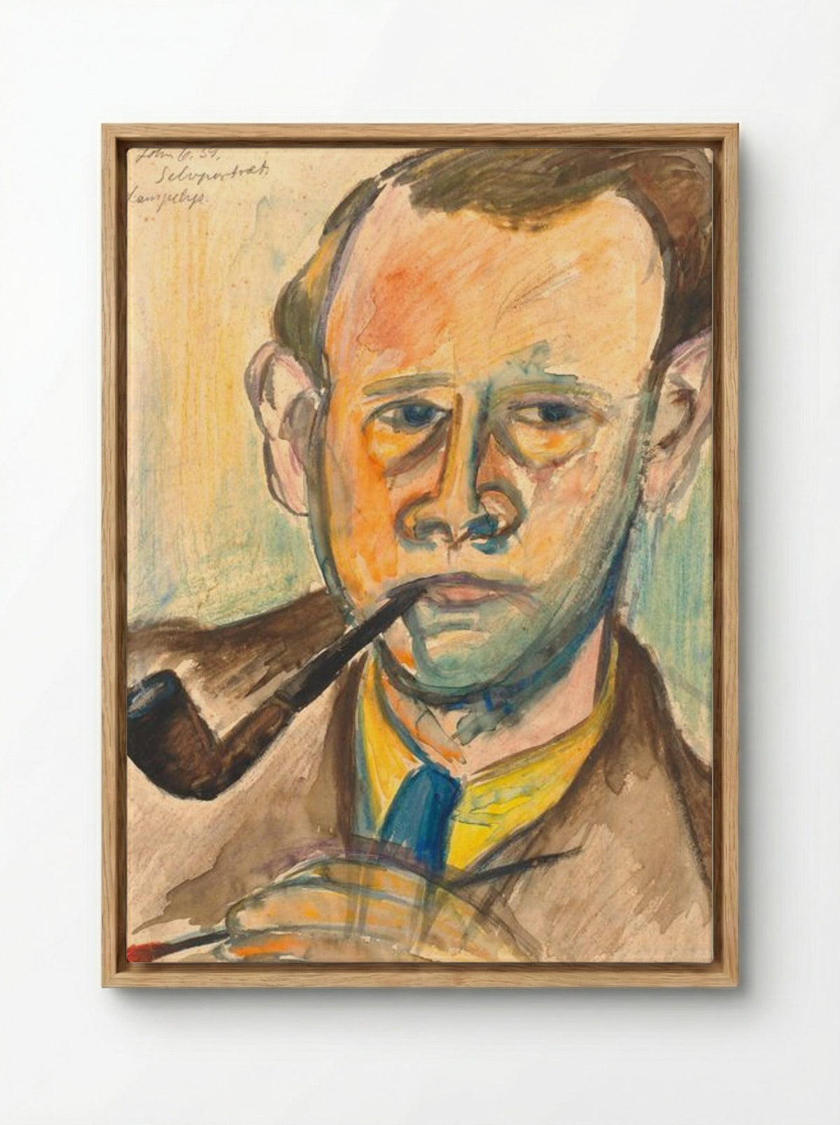 Self-portrait in Lamplight - John Christensen - Framed Canvas Wood