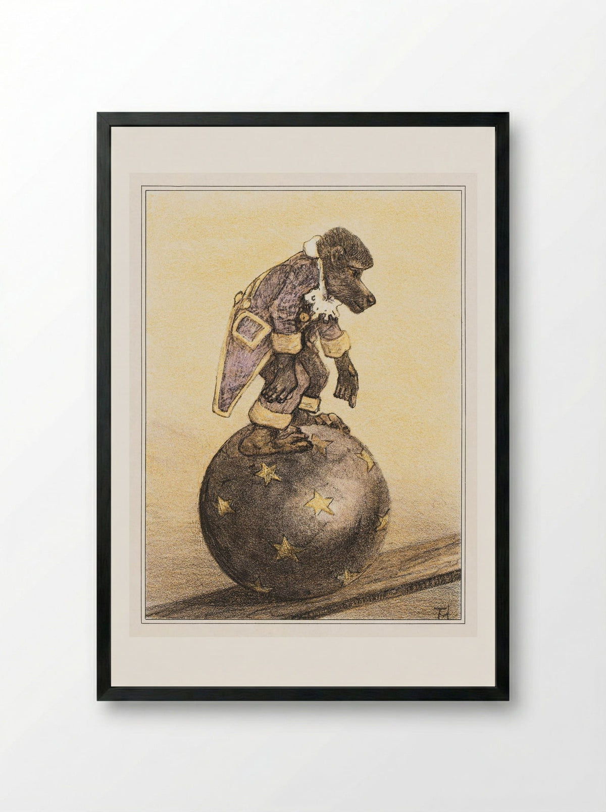 Aap op bal (Monkey on a Ball) - Theo van Hoytema - Framed Print Black