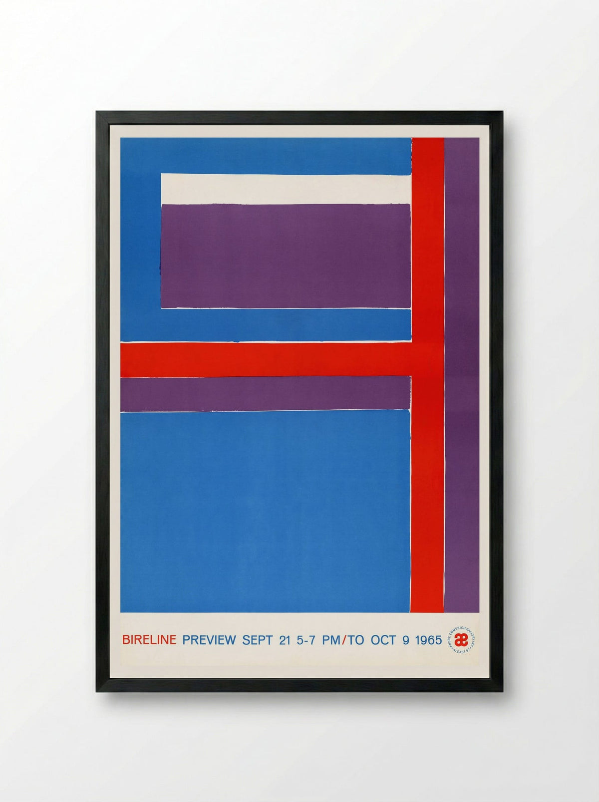 Bireline Preview, Sept. 21, 5-7 p.m. to Oct. 9, 1965 (Exhibition Poster) - George Bireline - Framed Print Black