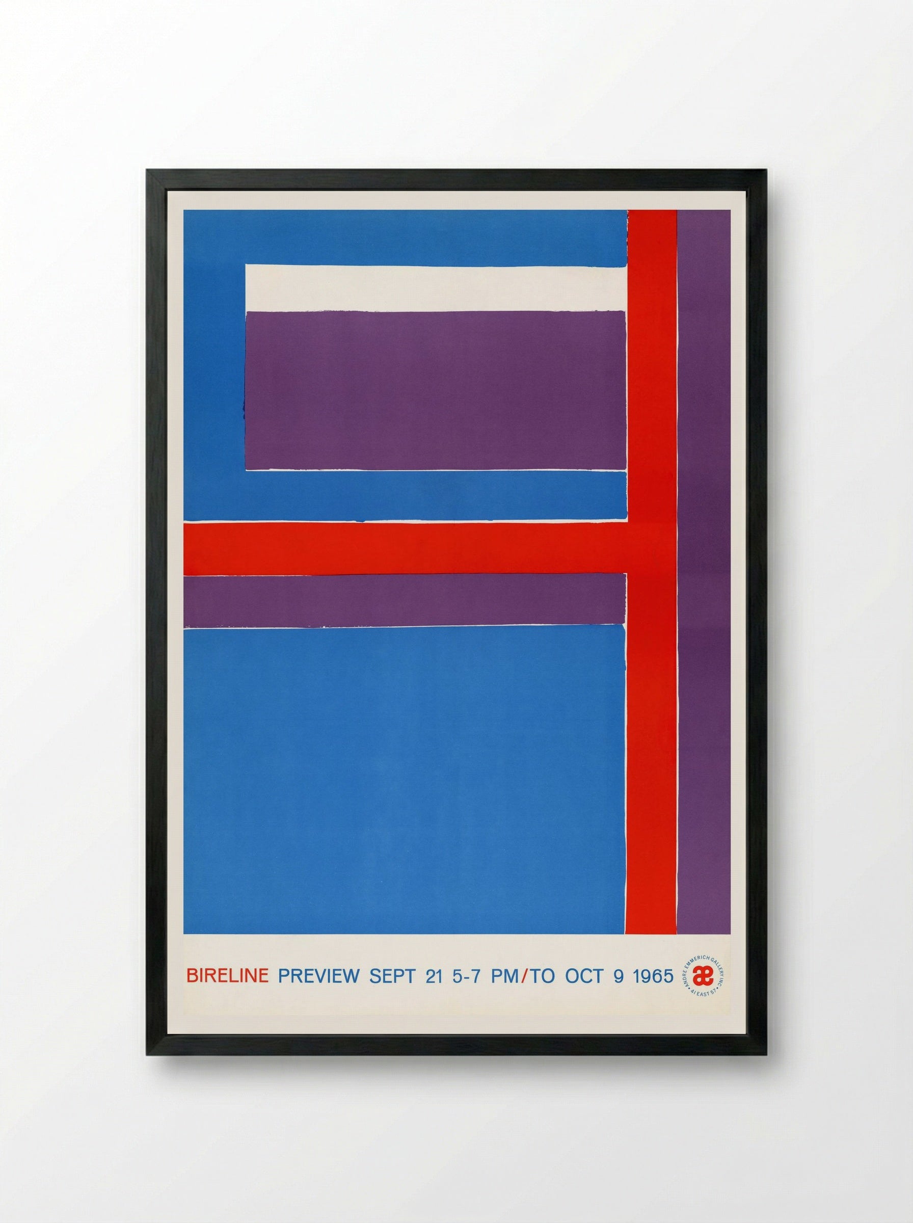 Bireline Preview, Sept. 21, 5-7 p.m. to Oct. 9, 1965 (Exhibition Poster) - George Bireline - Framed Print Black