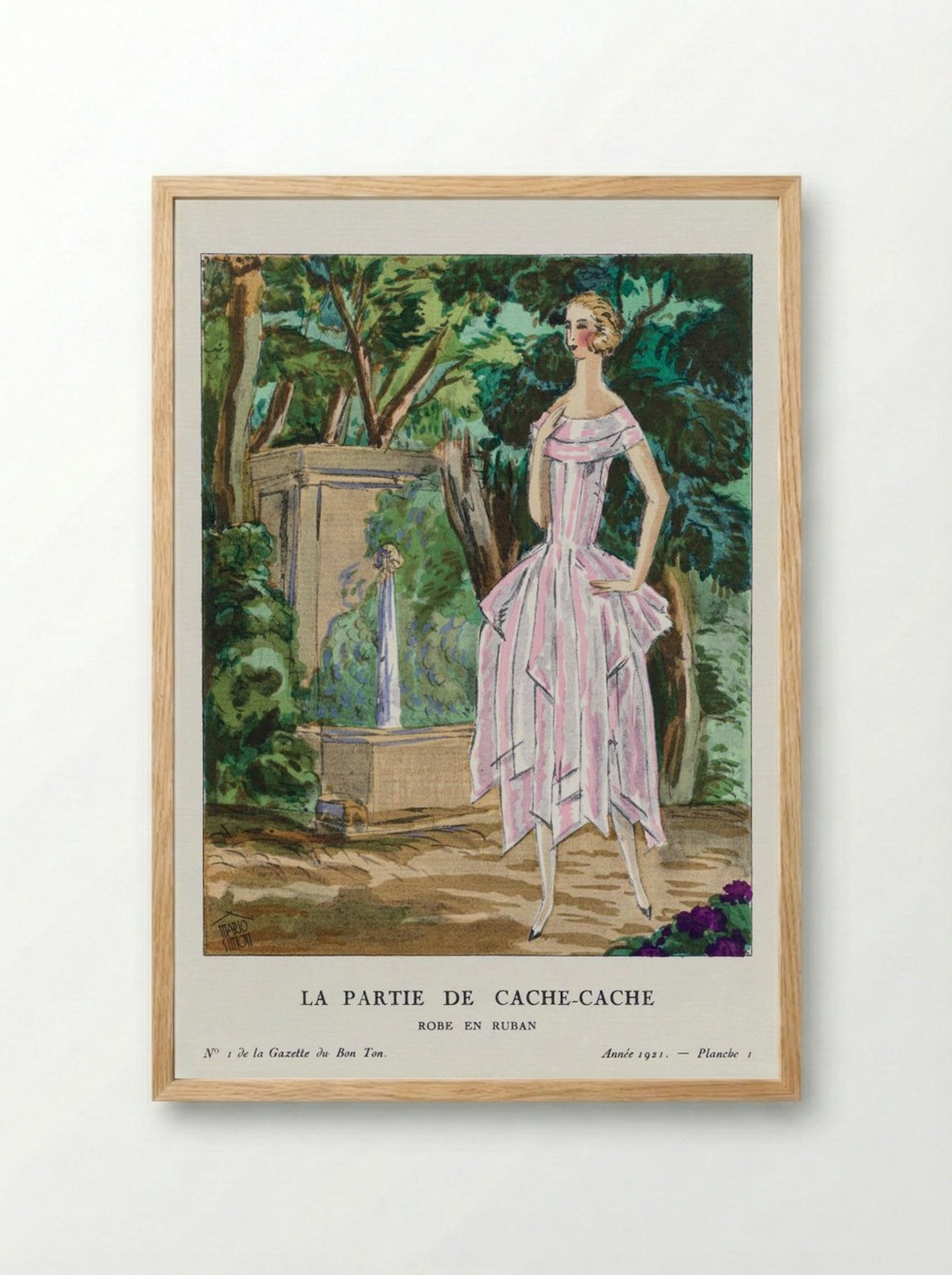 La Partie de Cache-Cache (Robe en Ruban) - Mario Simon - Framed Print Wood