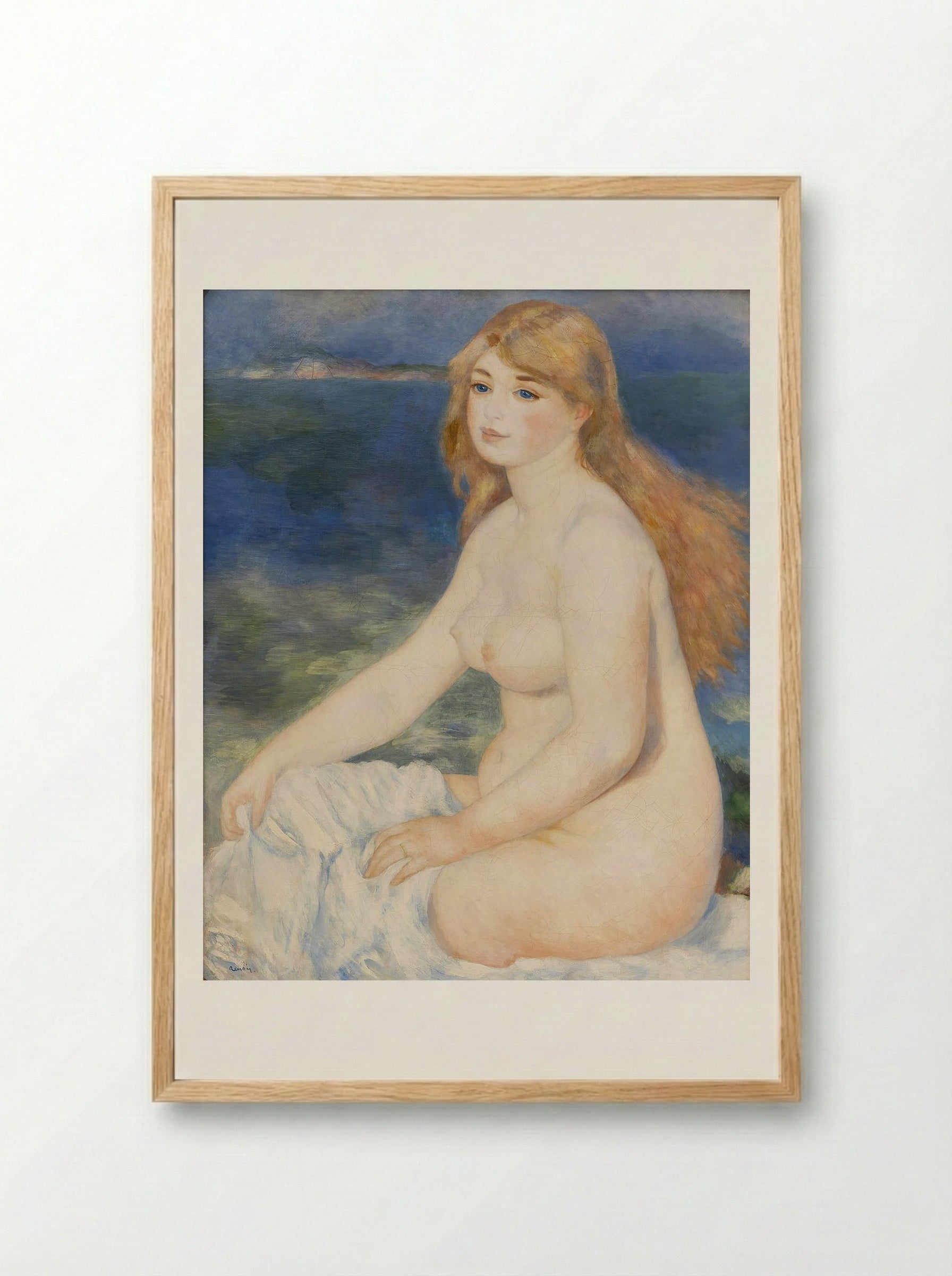 The Blonde Bather (Blonde Bather II) - Pierre-Auguste Renoir - Framed Print Wood