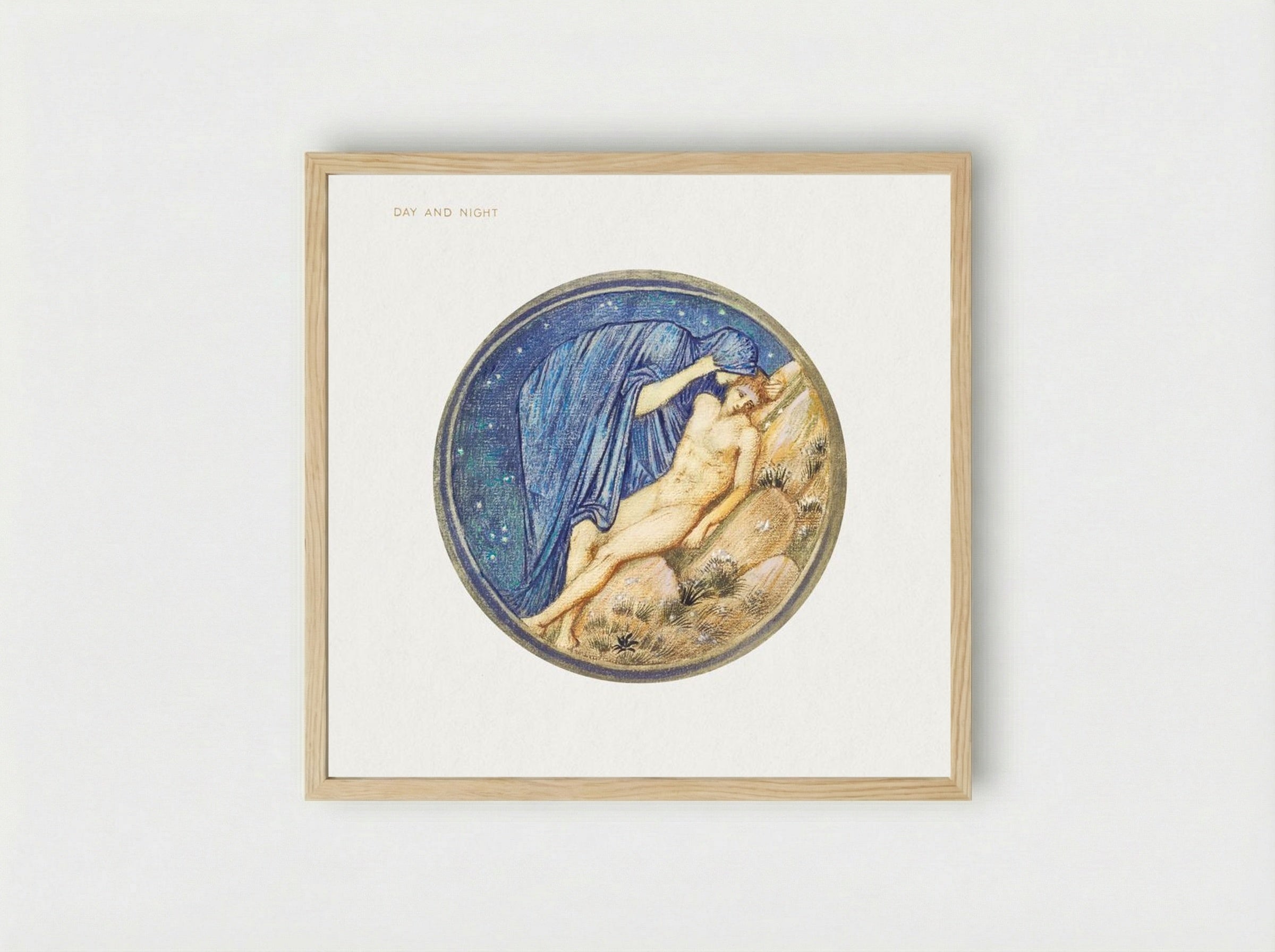 Day and Night from The Flower Book - Edward Burne-Jones - Framed Print Wood