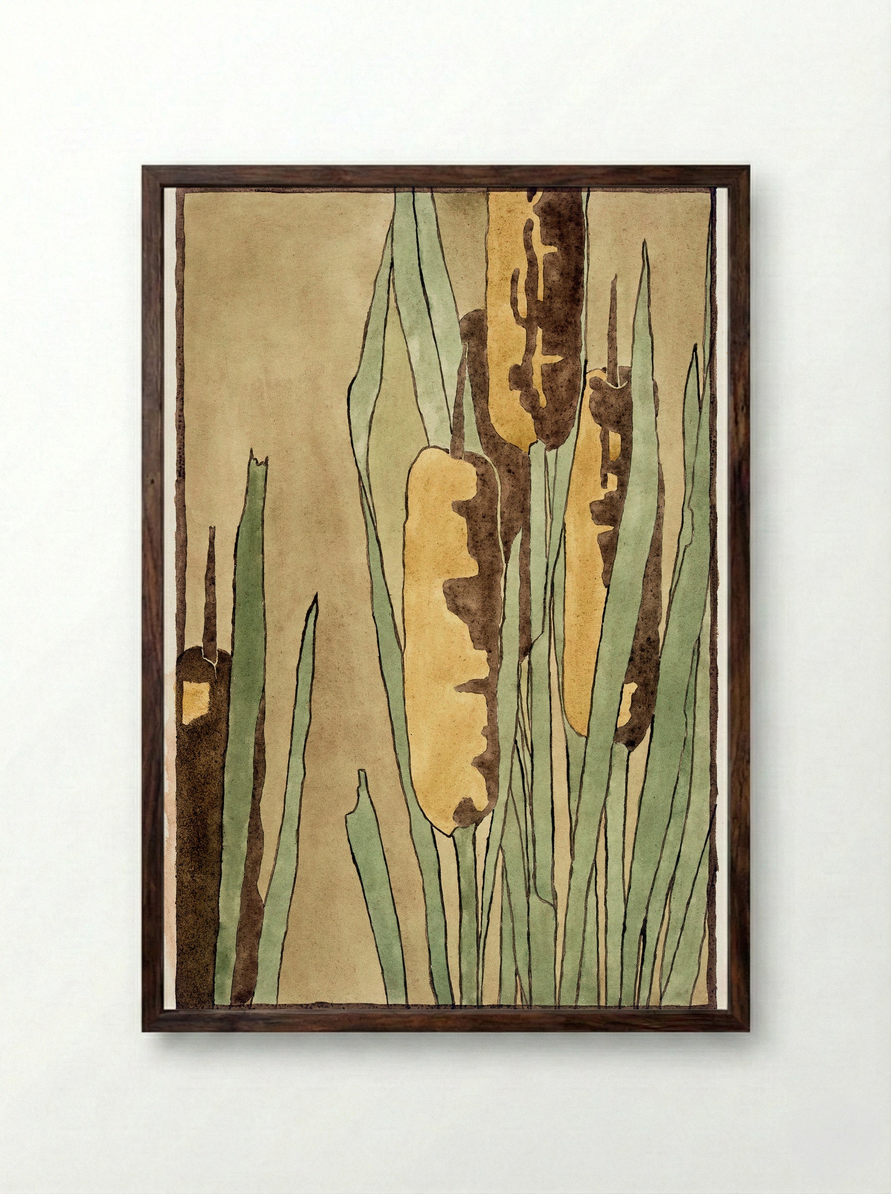Cattail - Hannah Borger Overbeck - Framed Print Dark Wood
