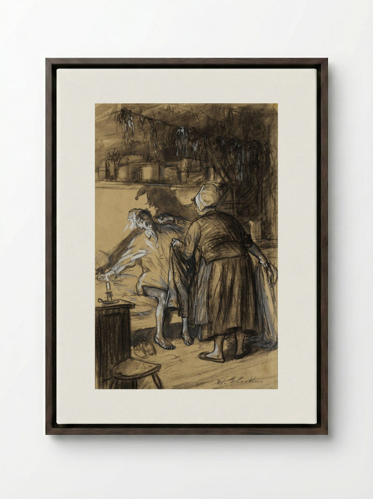 Here Are Your Trousers - William James Glackens - Framed Canvas Dark Wood