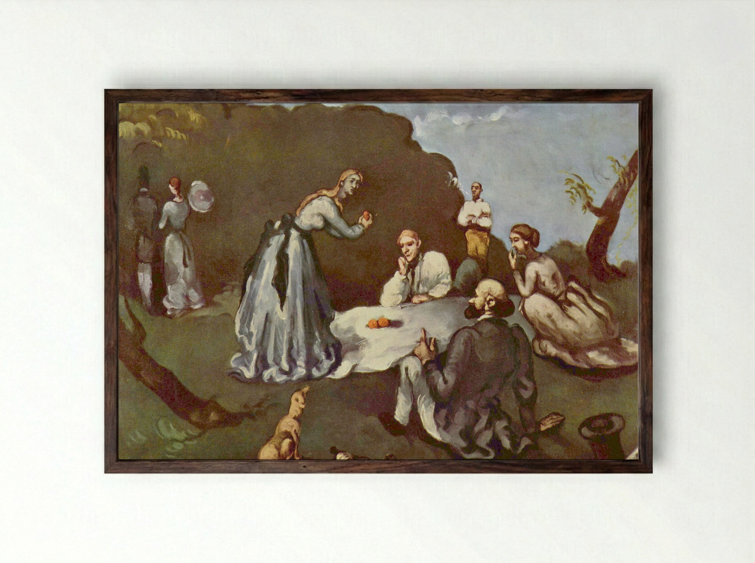 Le Déjeuner sur l'herbe (after Manet) - Paul Cézanne - Framed Print Dark Wood