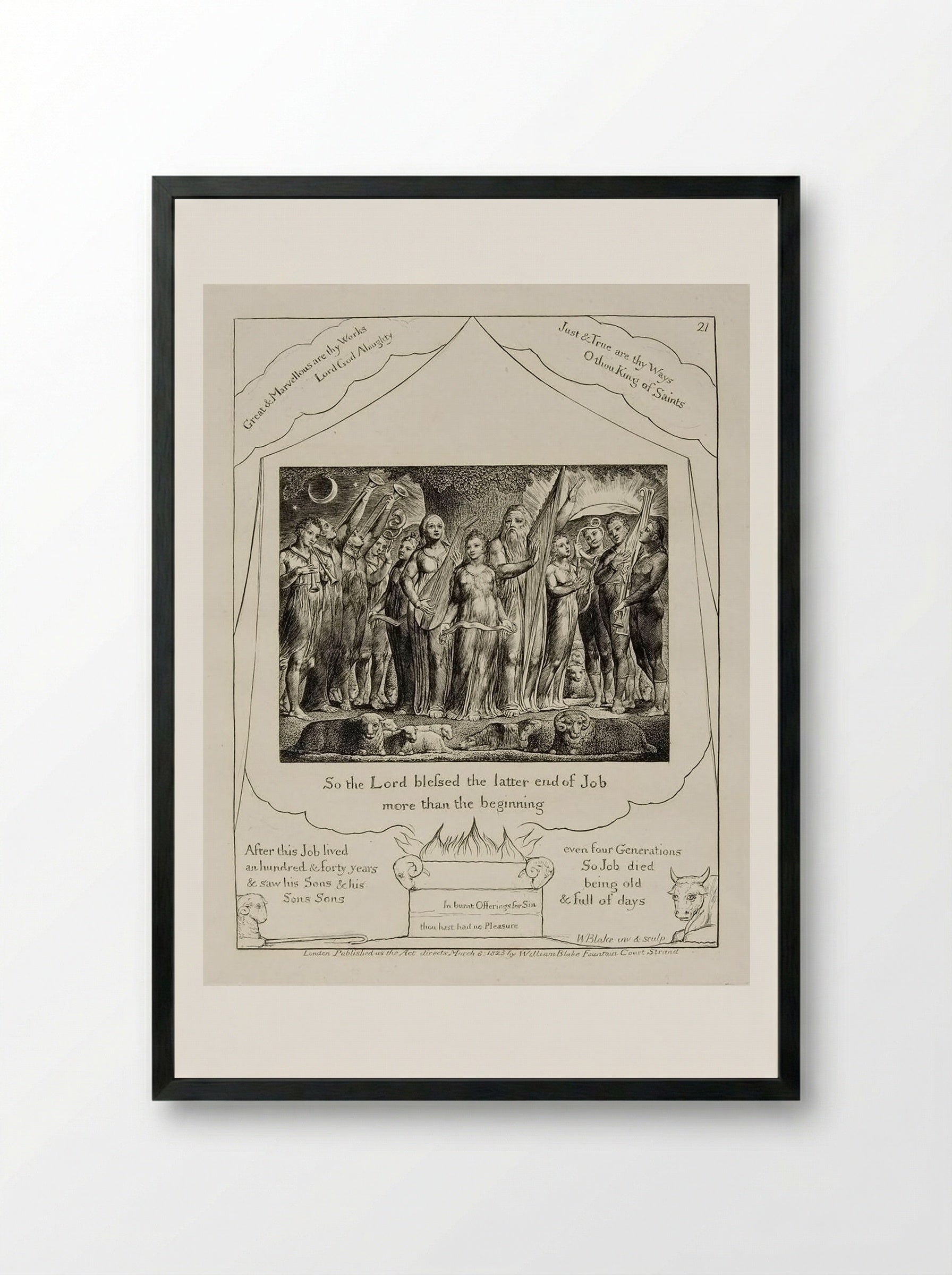So the Lord blessed the latter end of Job - William Blake - Framed Print Black
