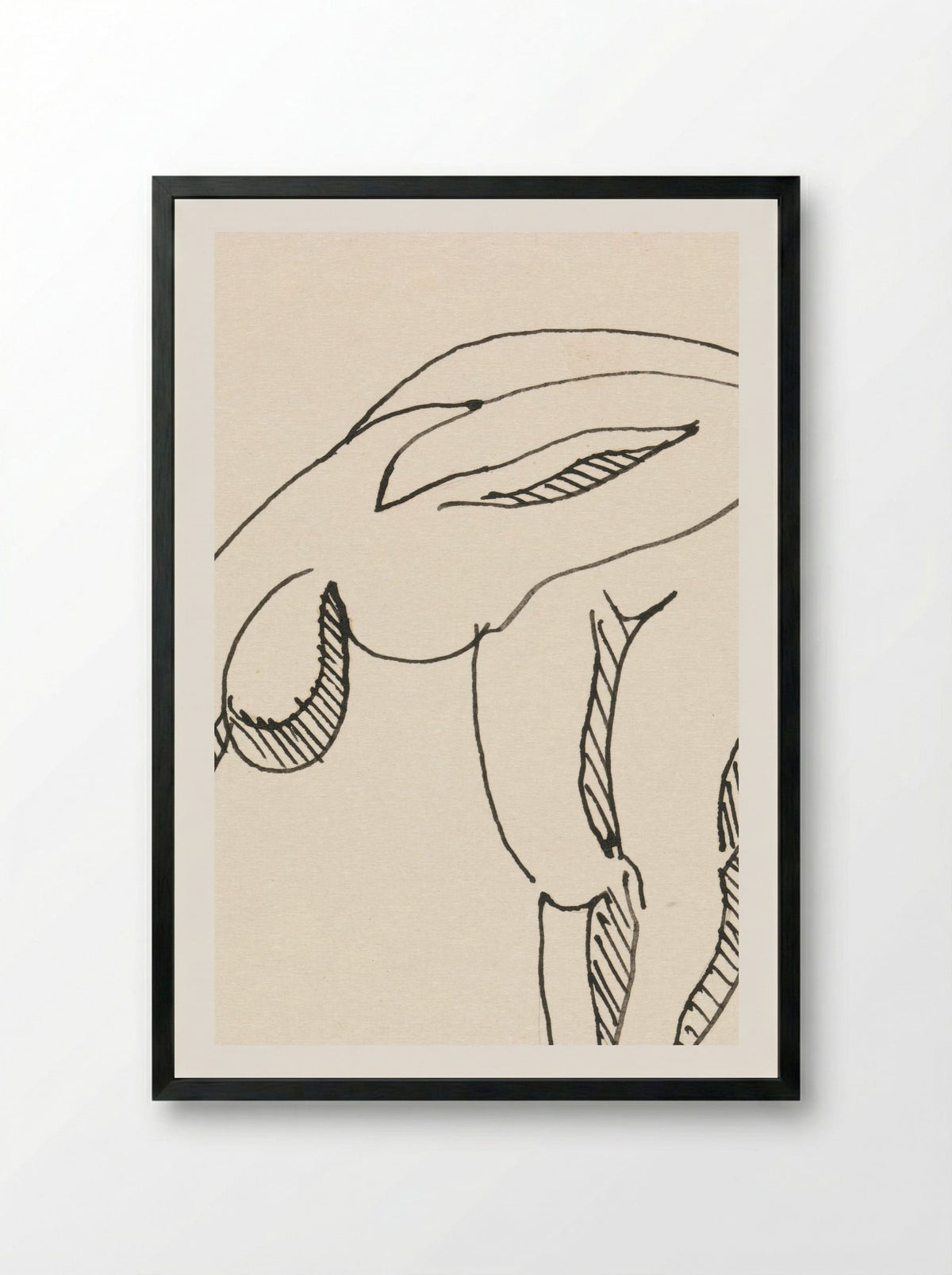 Study of a Bowing Figure - Egon Schiele - Framed Print Black