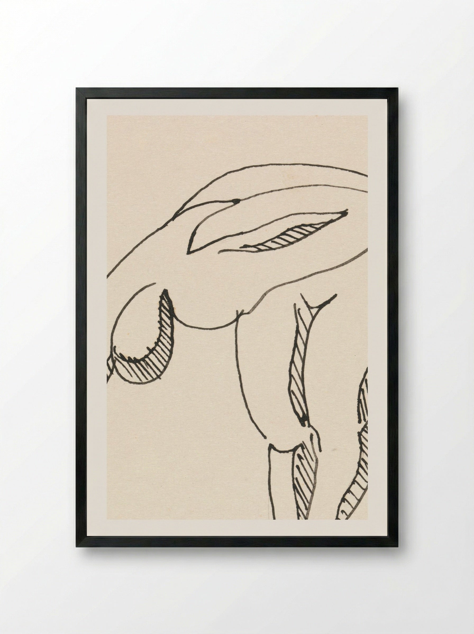 Study of a Bowing Figure - Egon Schiele - Framed Print Black