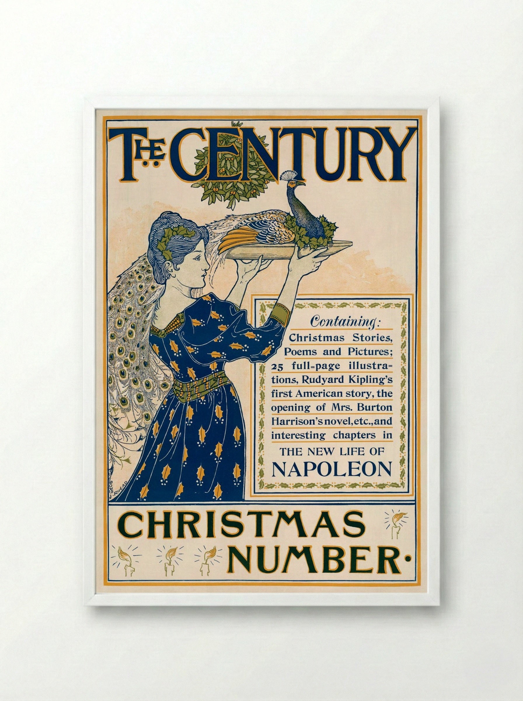 The Century, Christmas Number (Magazine Cover) - Louis Rhead - Framed Print White