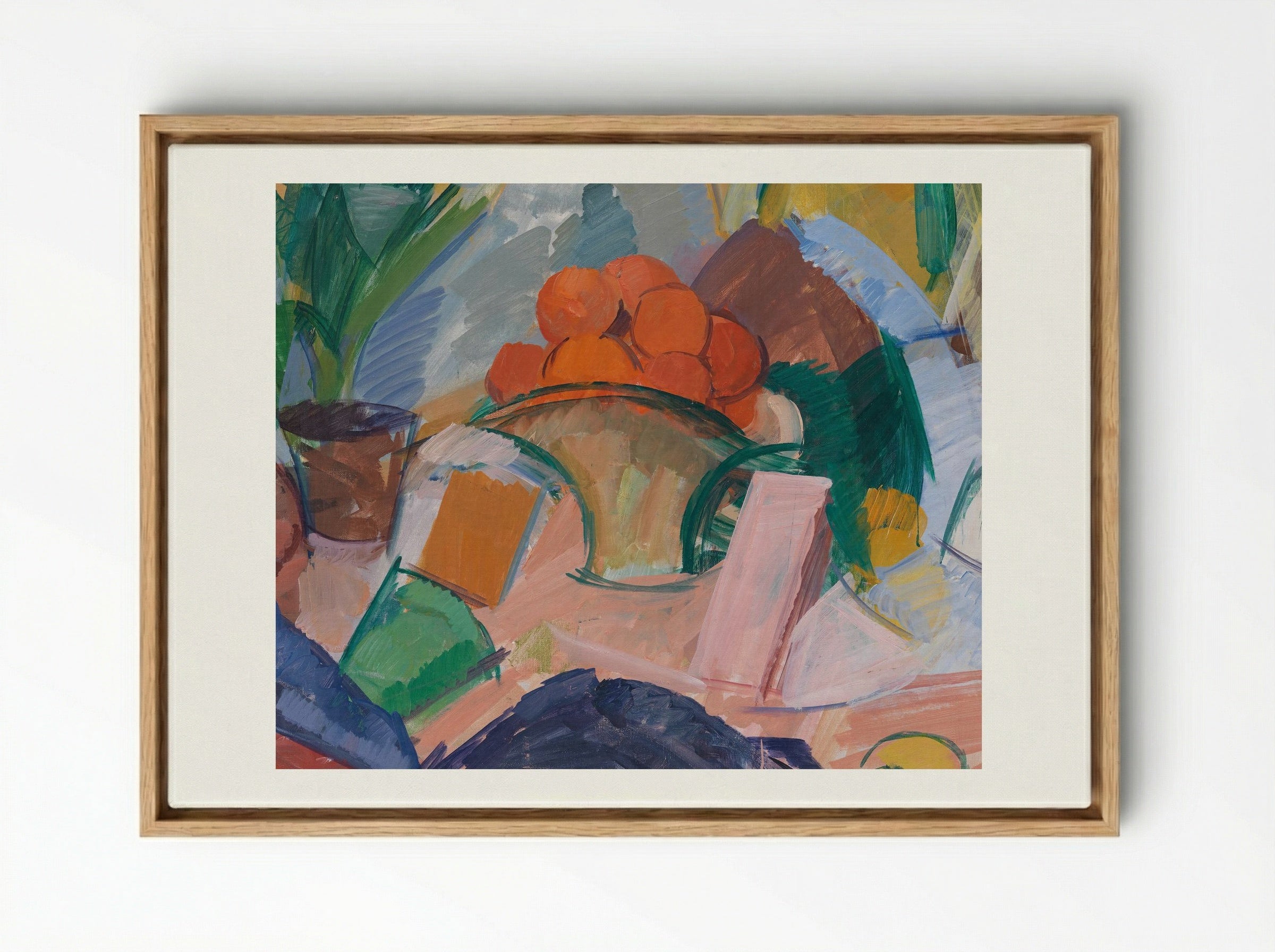 Still Life with Oranges in a Basket - Edvard Weie - Framed Canvas Wood