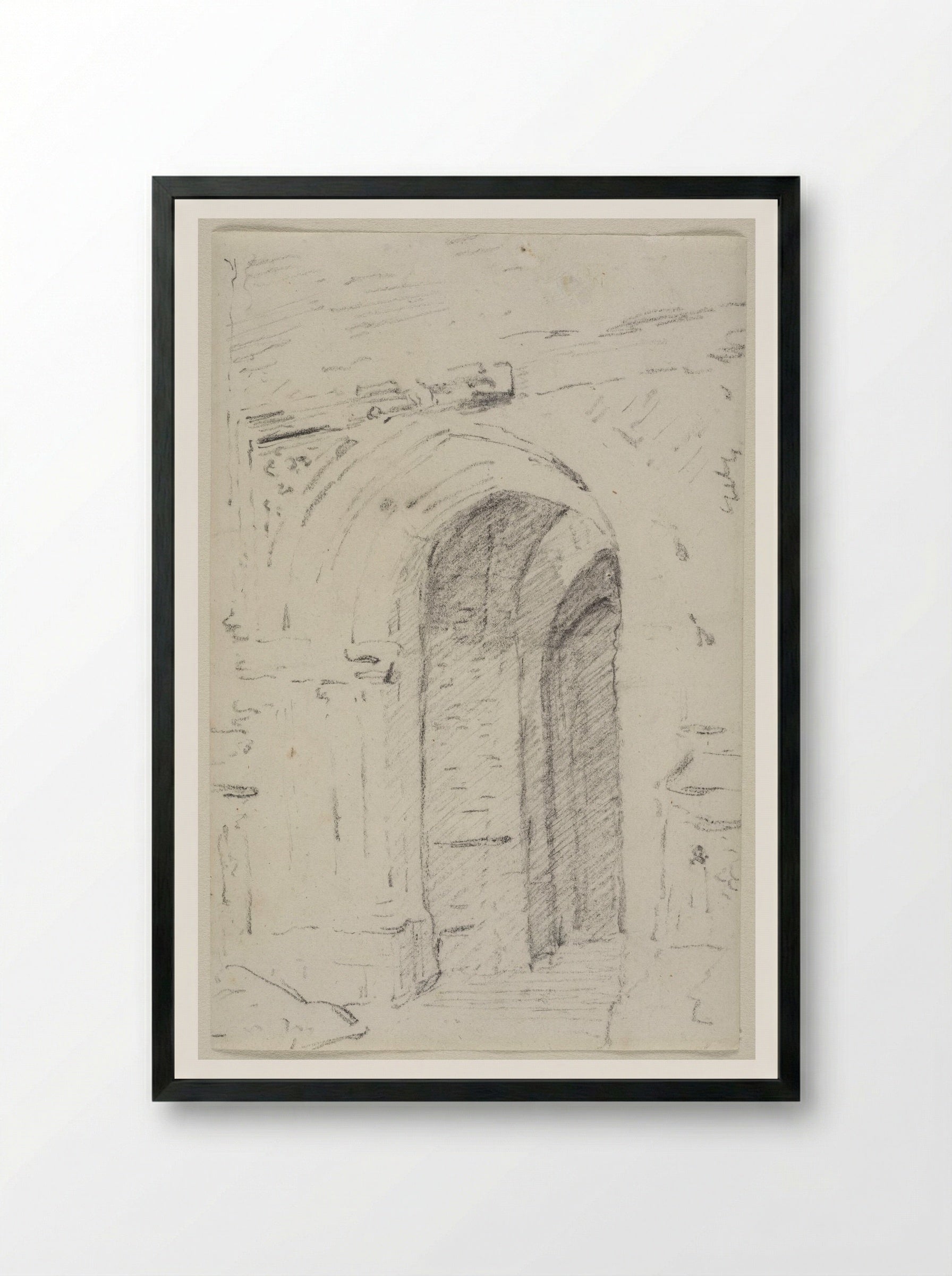 The Porch at East Bergholt Church, Suffolk - John Constable - Framed Print Black
