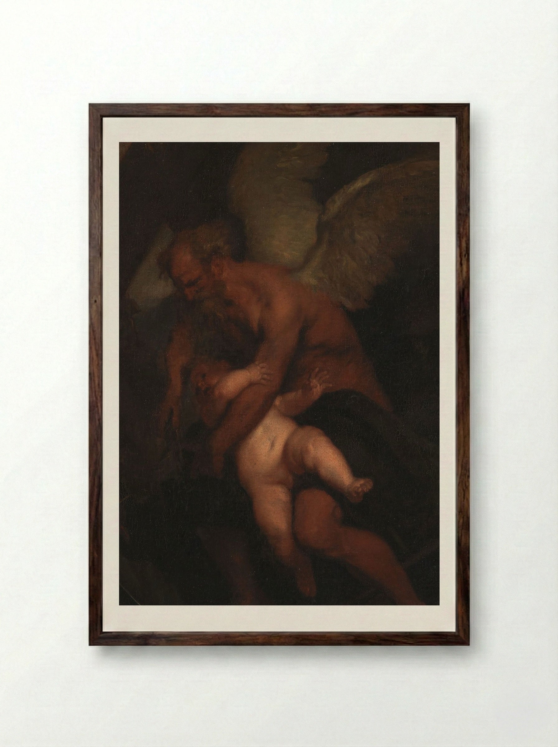 The Time that Clips Cupid's Wings - Caspar Netscher - Framed Print Dark Wood
