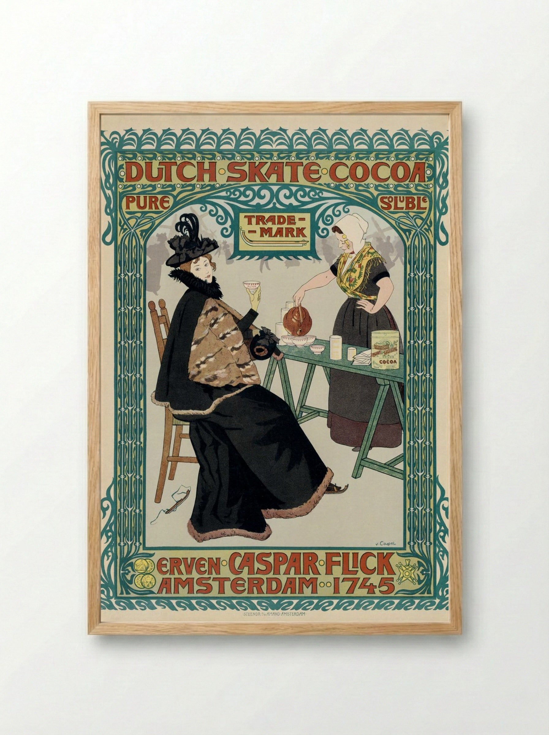 Dutch Skate Cocoa Advertisement - Johann Georg van Caspel - Framed Print Wood