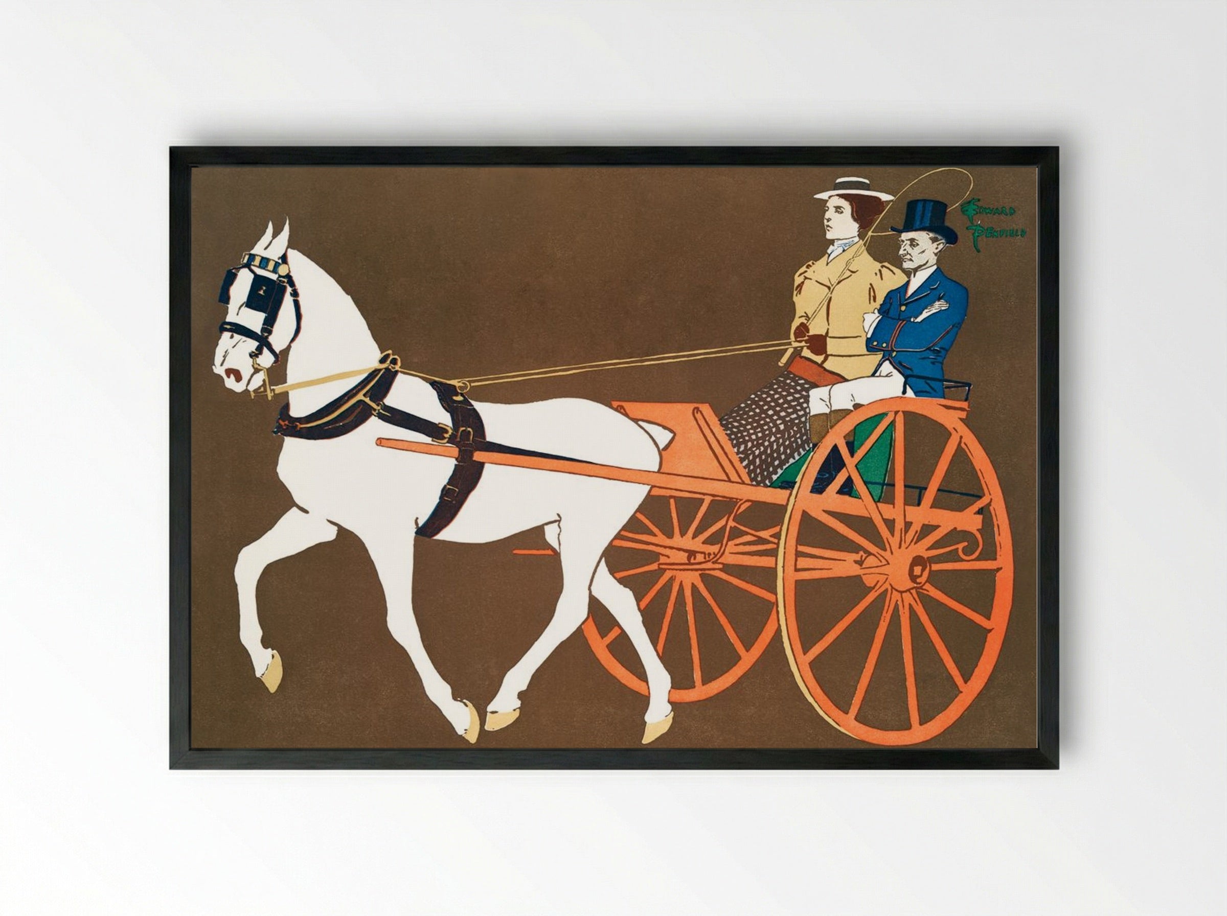 Women in Carriage - Edward Penfield - Framed Print Black