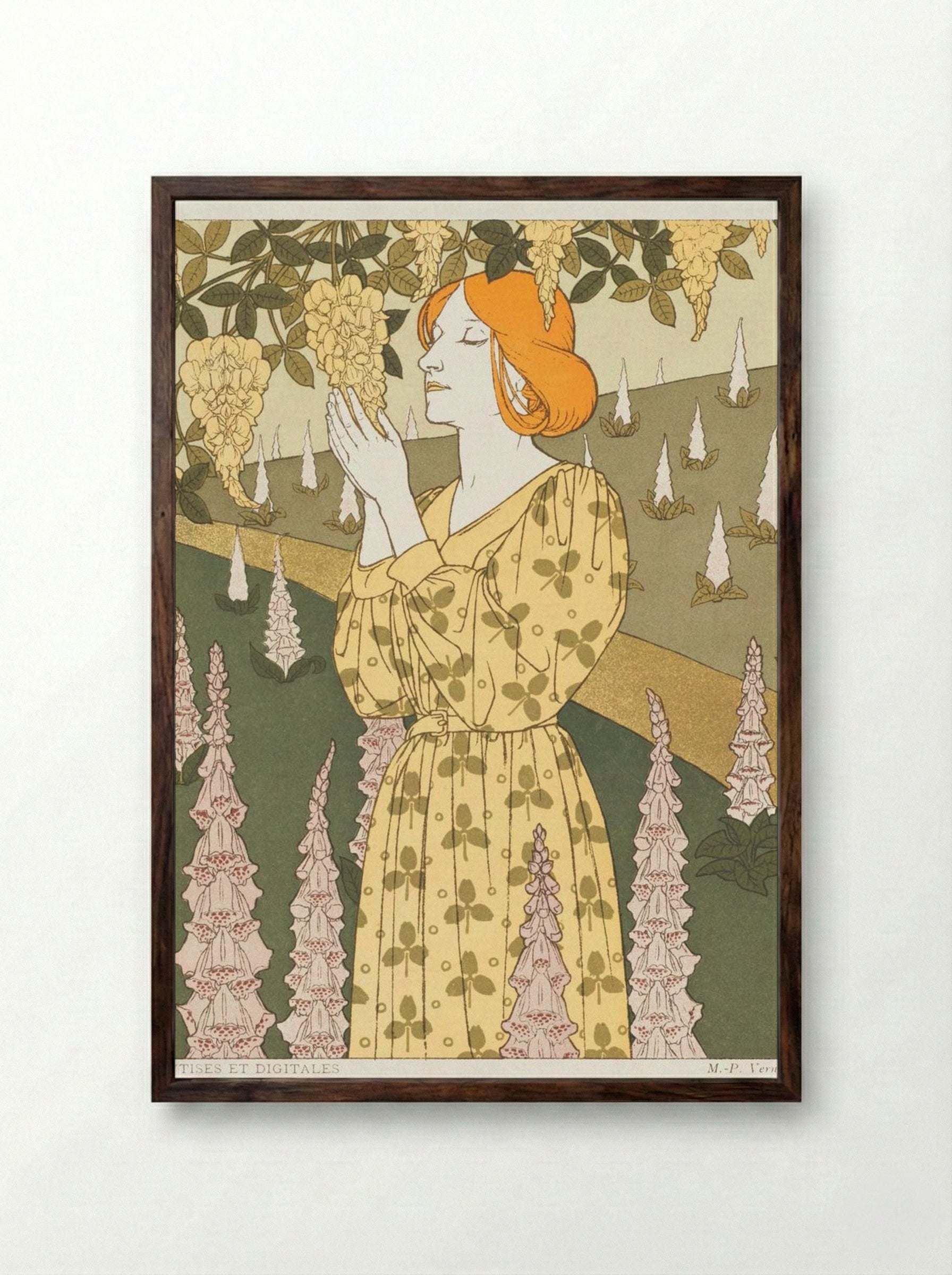 Cytises et Digitales - Maurice Pillard Verneuil - Framed Print Dark Wood