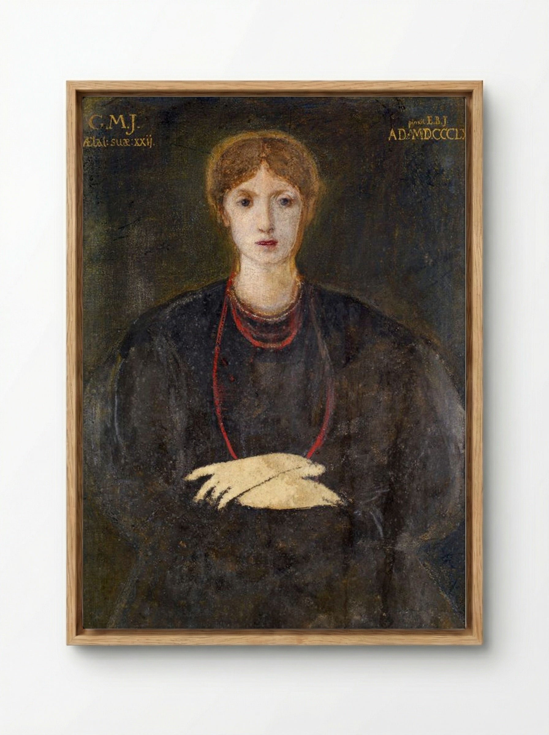Portrait of Georgiana Burne-Jones at Age 22 - Edward Burne-Jones - Framed Canvas Wood