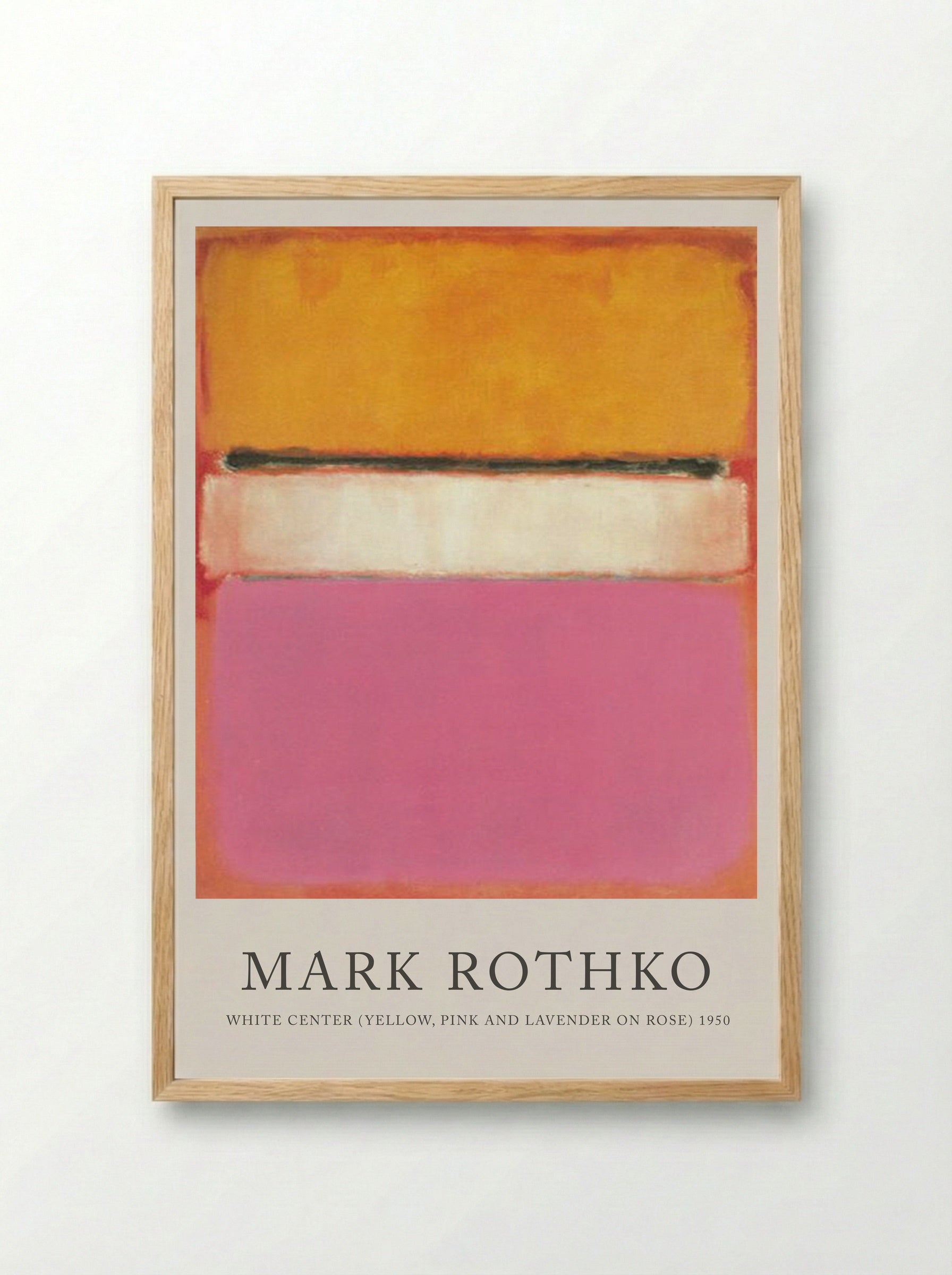 White Center (Yellow, Pink and Lavender on Rose) - Mark Rothko - Framed Print Wood