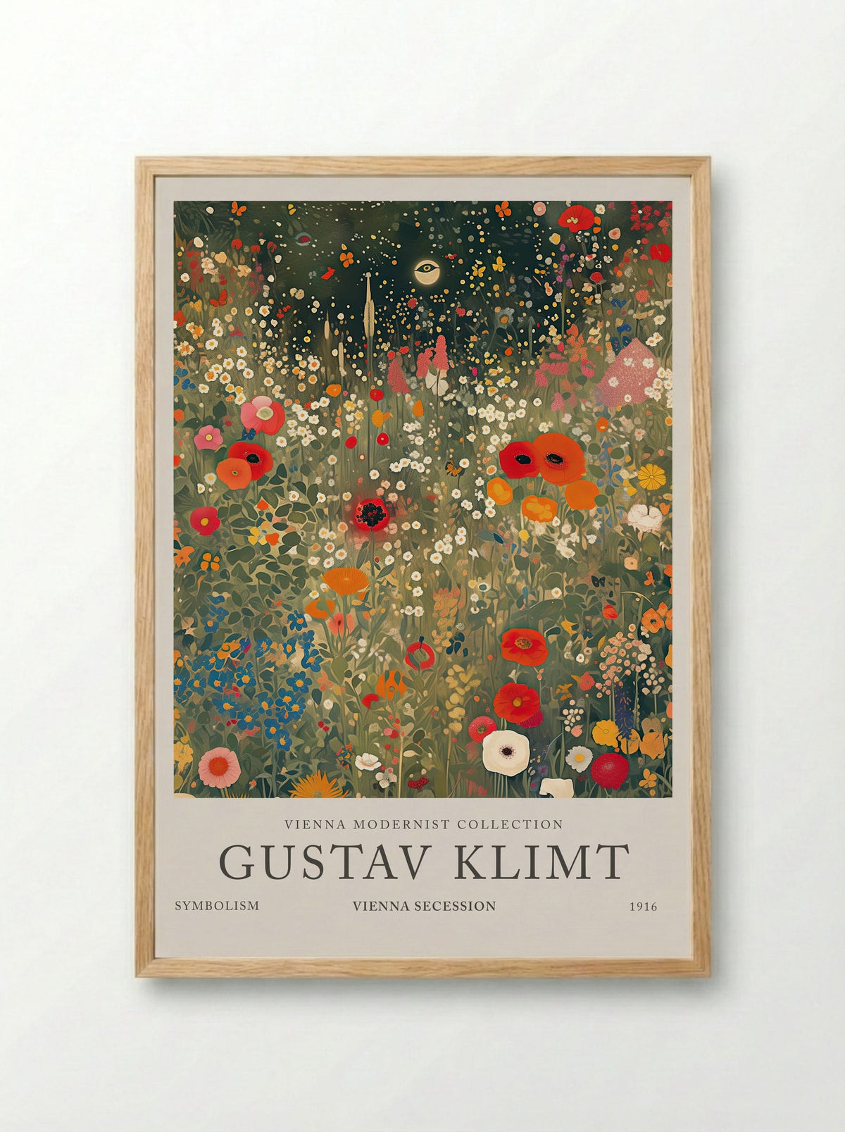 Crimson Field in Bloom – Gustav Klimt - Framed Print Wood