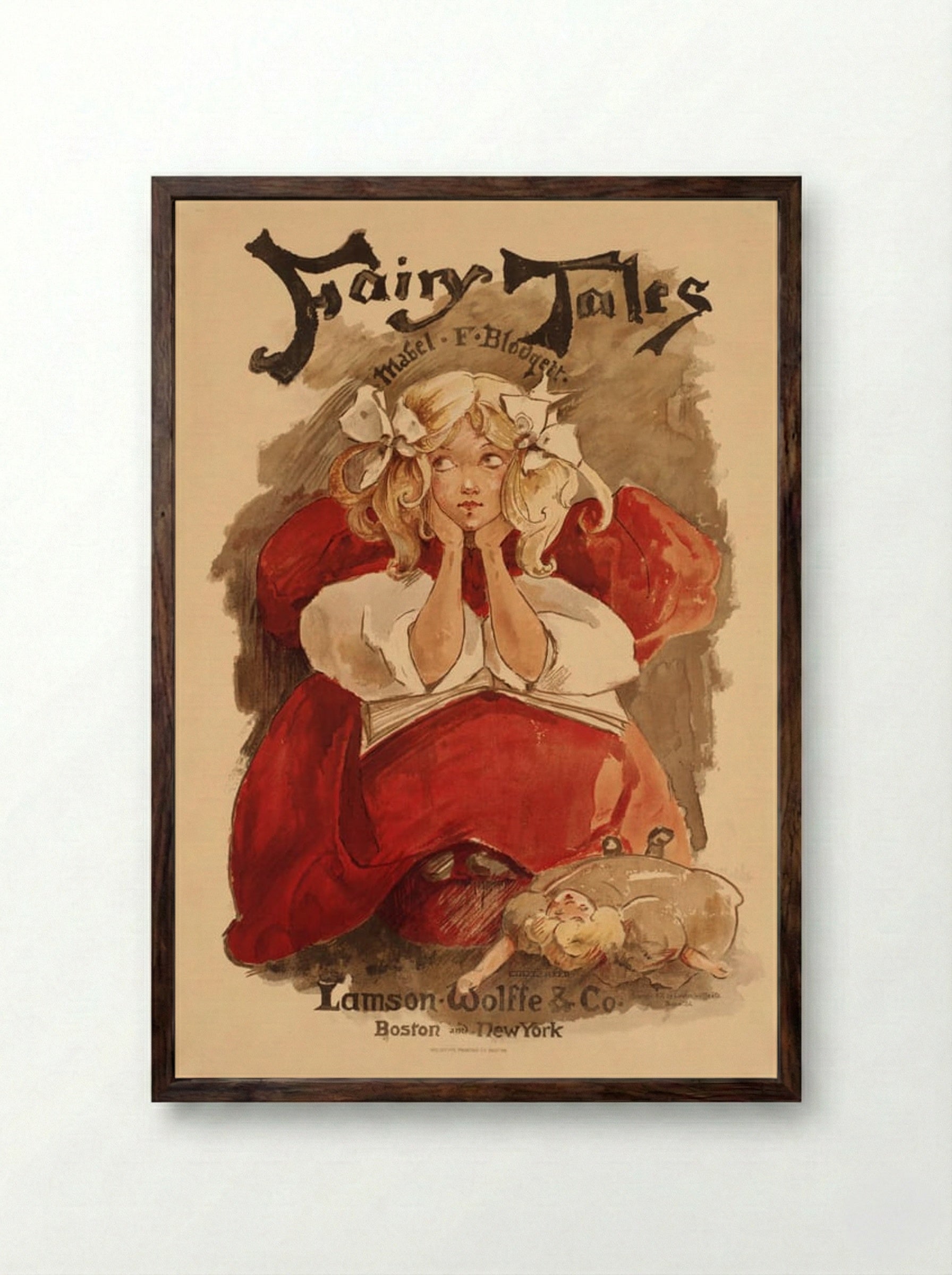 Fairy Tales (Mabel F. Blodgett Illustrations) - Ethel Reed - Framed Print Dark Wood