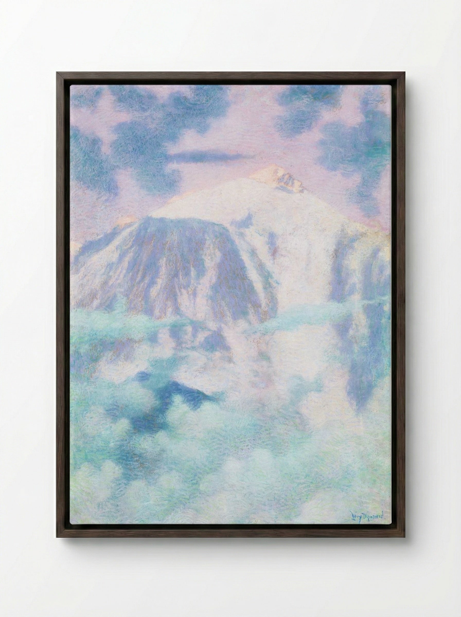 Mountain Peak in Mist - Lévy-Dhurmer - Framed Canvas Dark Wood