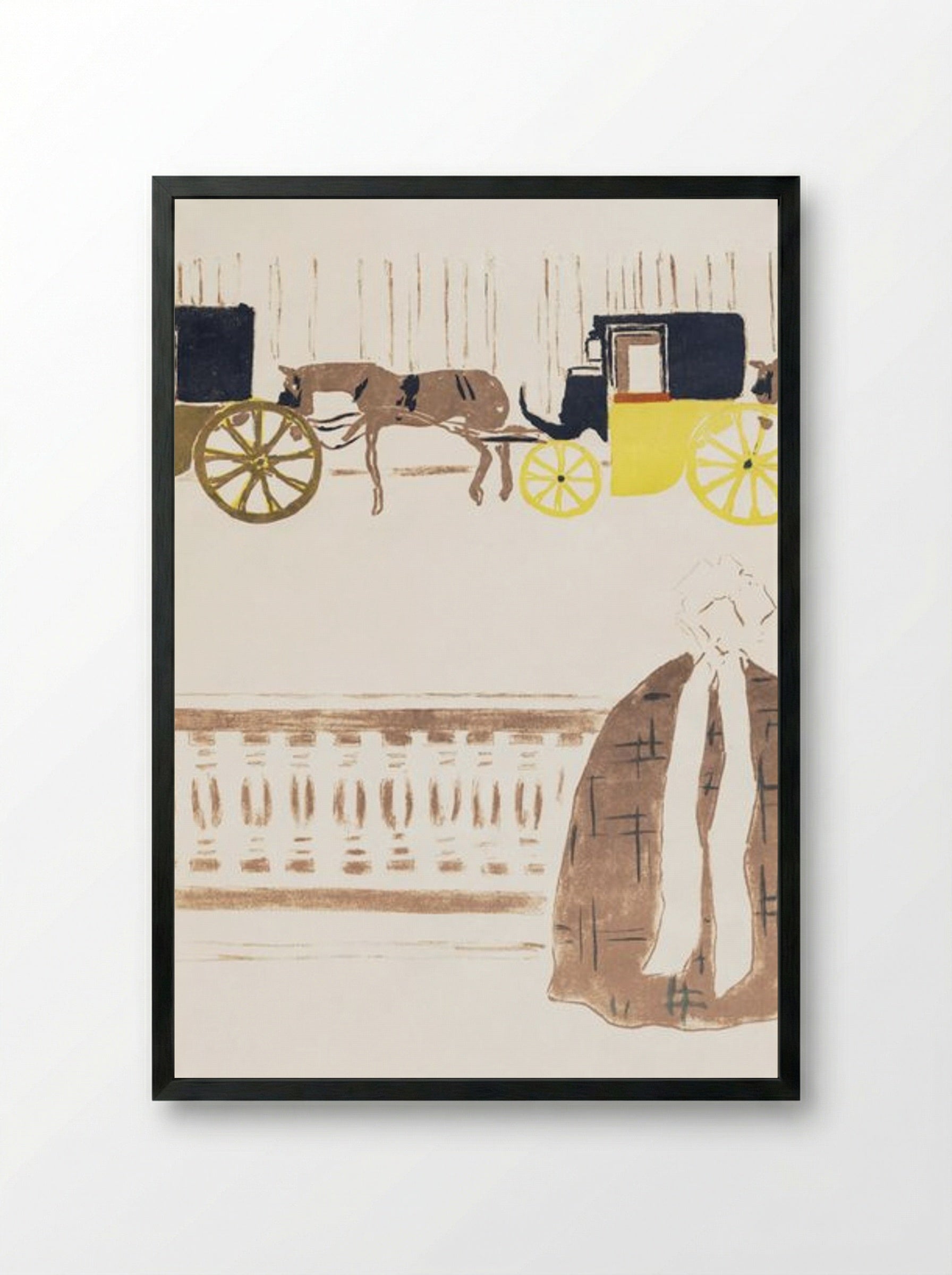 Nursemaids' Promenade, Frieze of Carriages - Pierre Bonnard - Framed Print Black