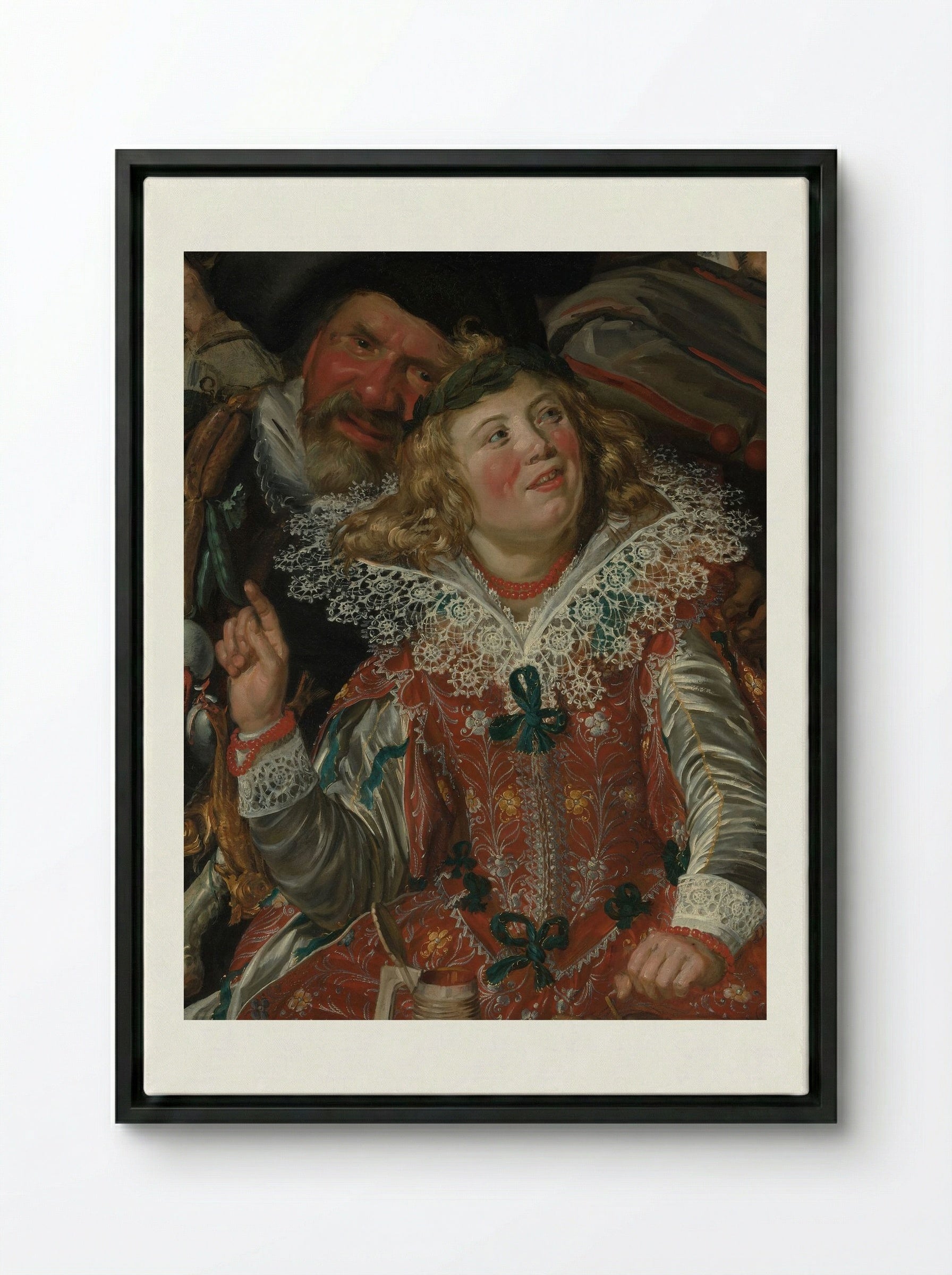 Merrymakers at Shrovetide - Frans Hals - Framed Canvas Black