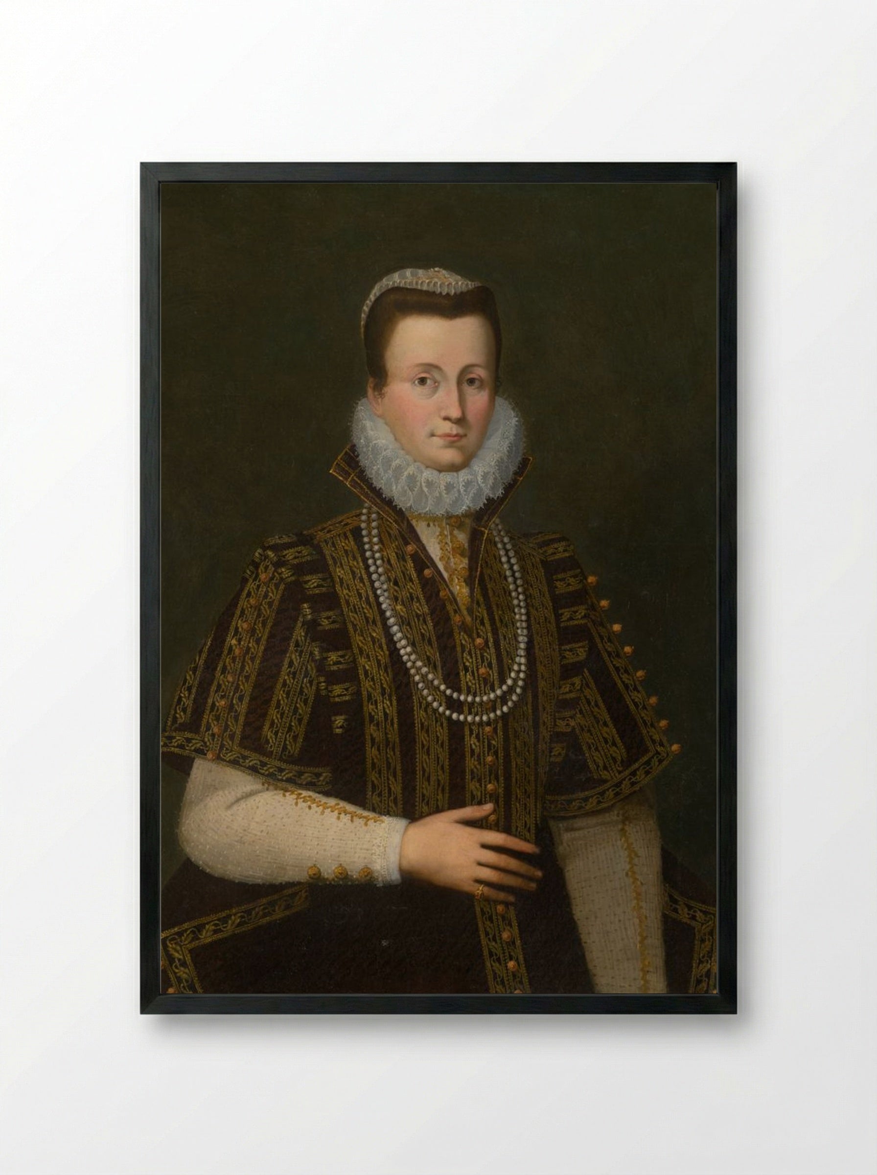 Portrait of a Lady with White Ruff - Fine Art Print - Framed Print Black