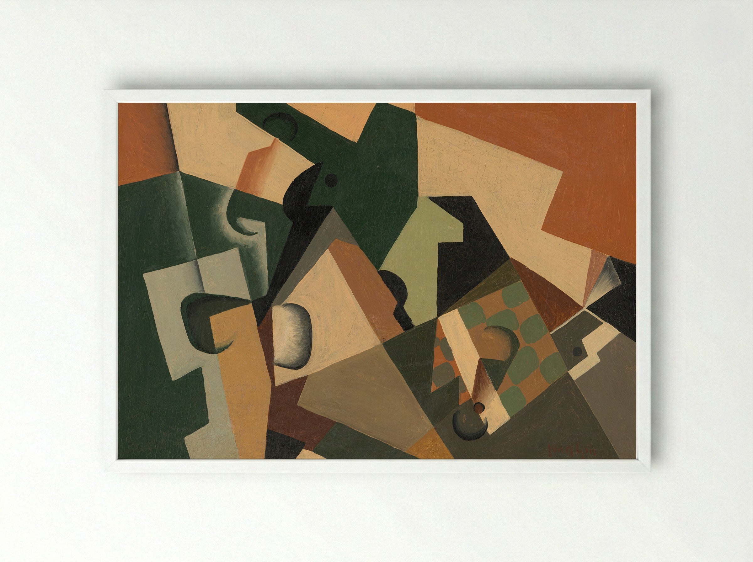 Glass and Checkerboard - Juan Gris - Framed Print White