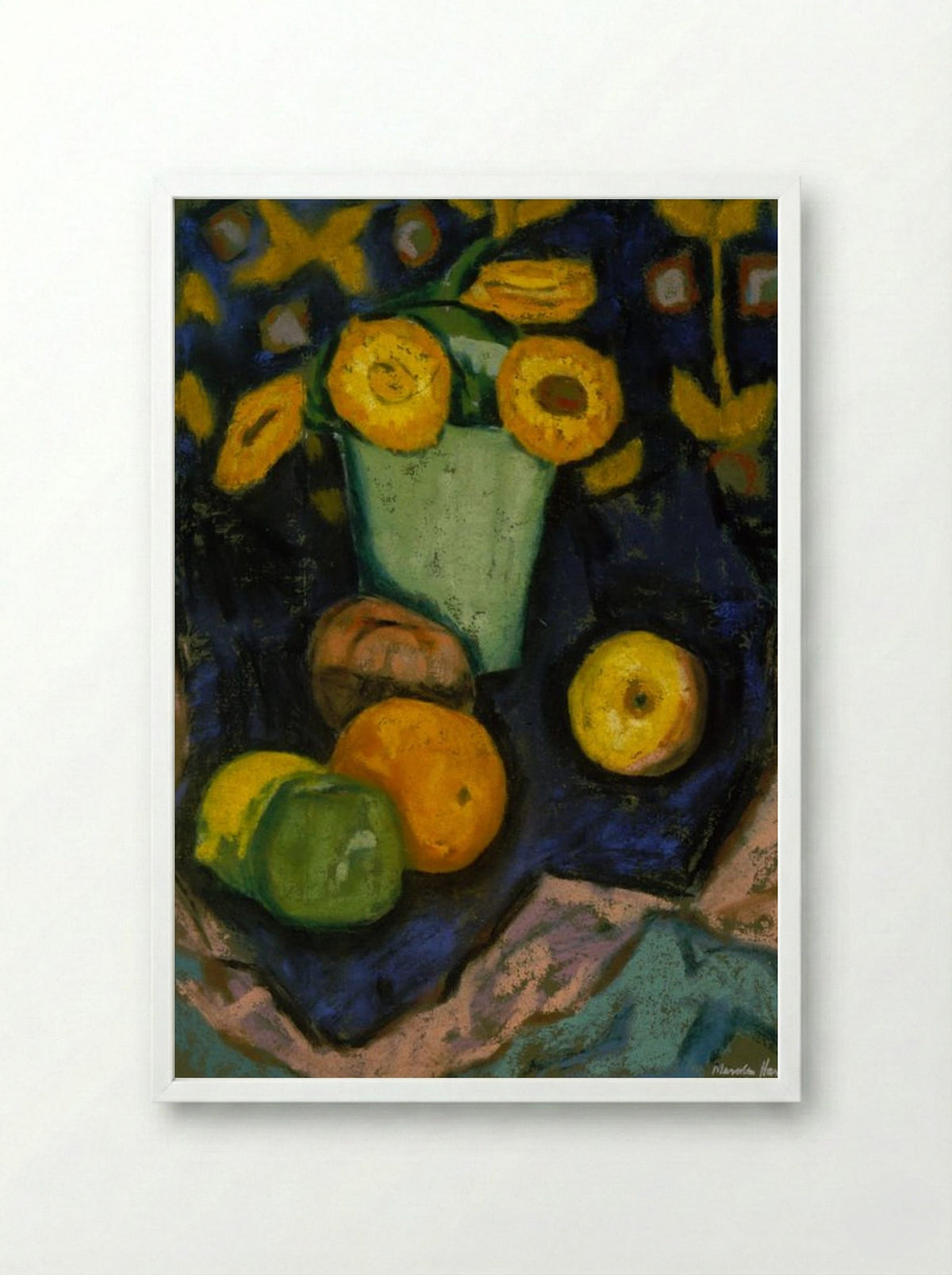 Still Life (Flowers and Fruit) - Marsden Hartley - Framed Print White