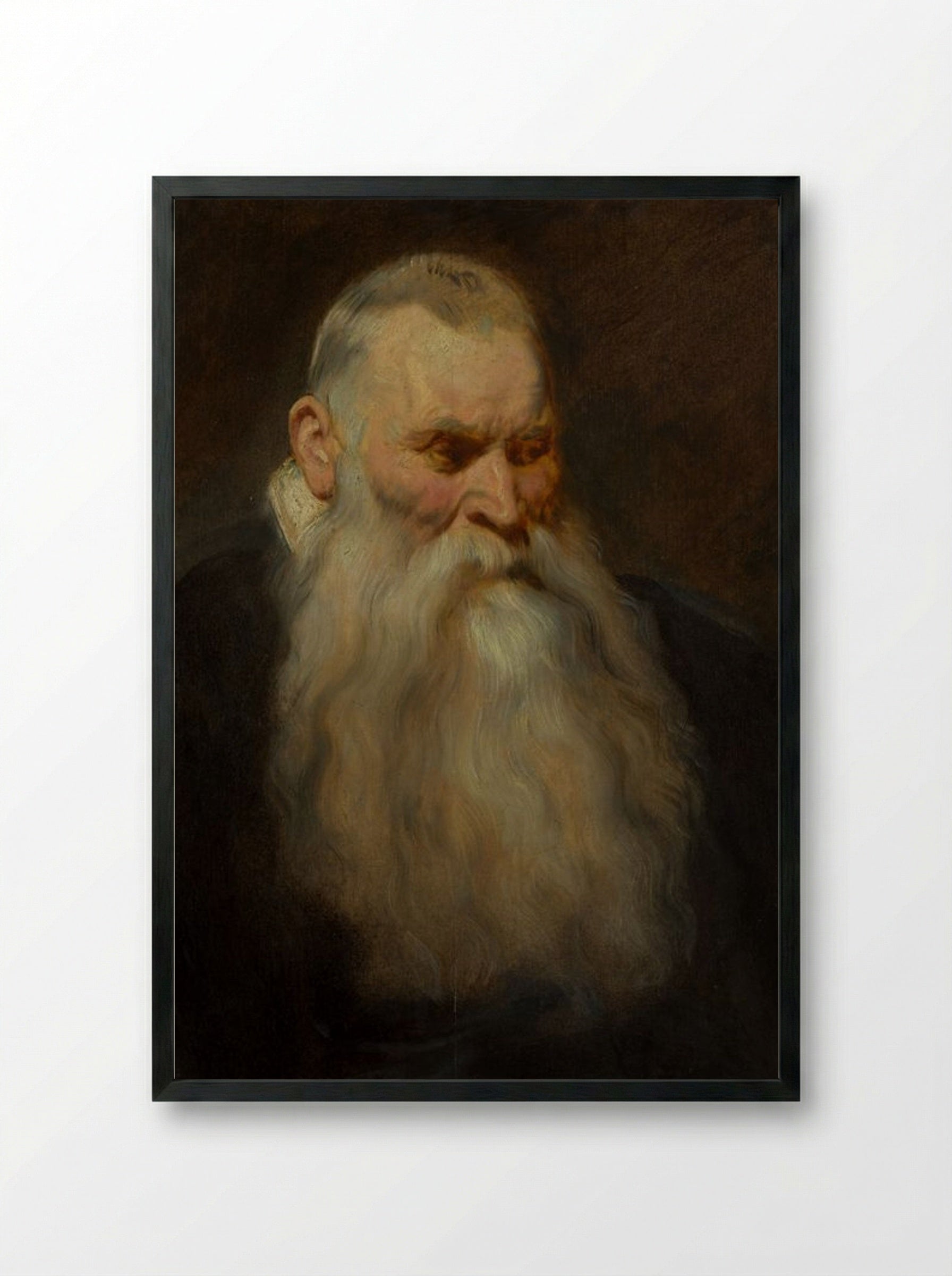 Study: Head of an Old Man with a White Beard - Anthony van Dyck - Framed Print Black