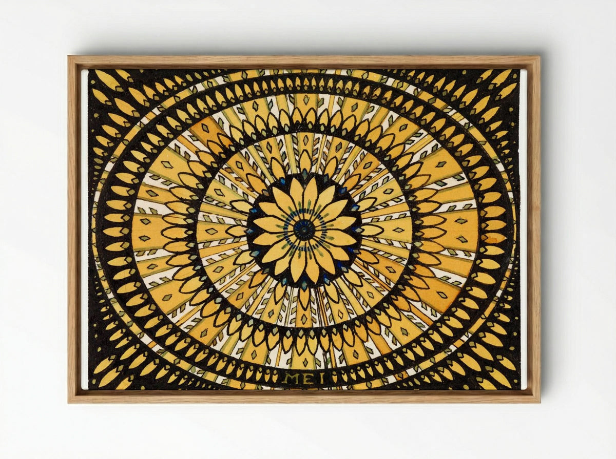 Rosette from Stylized Flowers and Leaves - Julie de Graag - Framed Canvas Wood