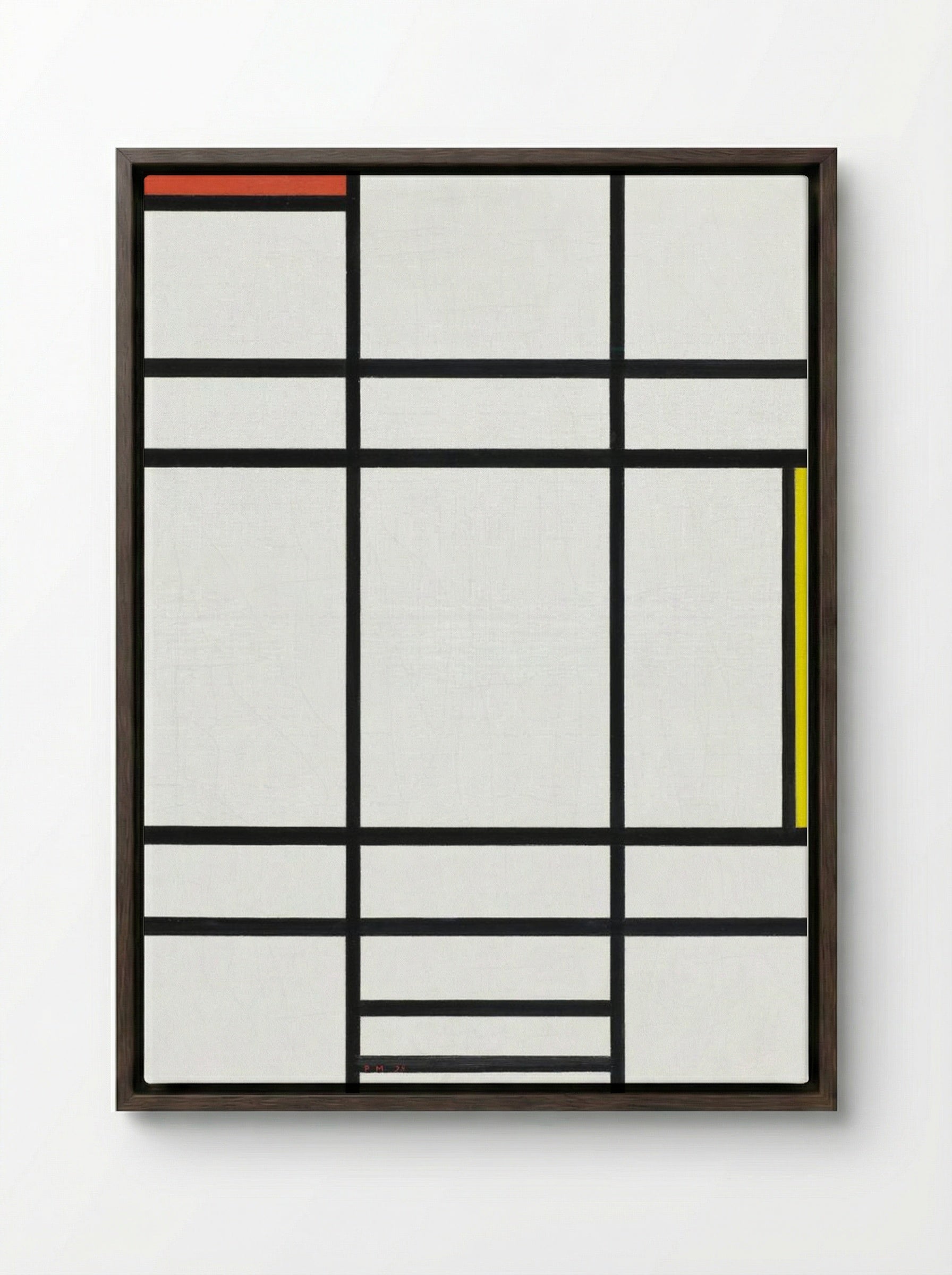 Composition with Red, Yellow and Blue - Piet Mondrian - Framed Canvas Dark Wood