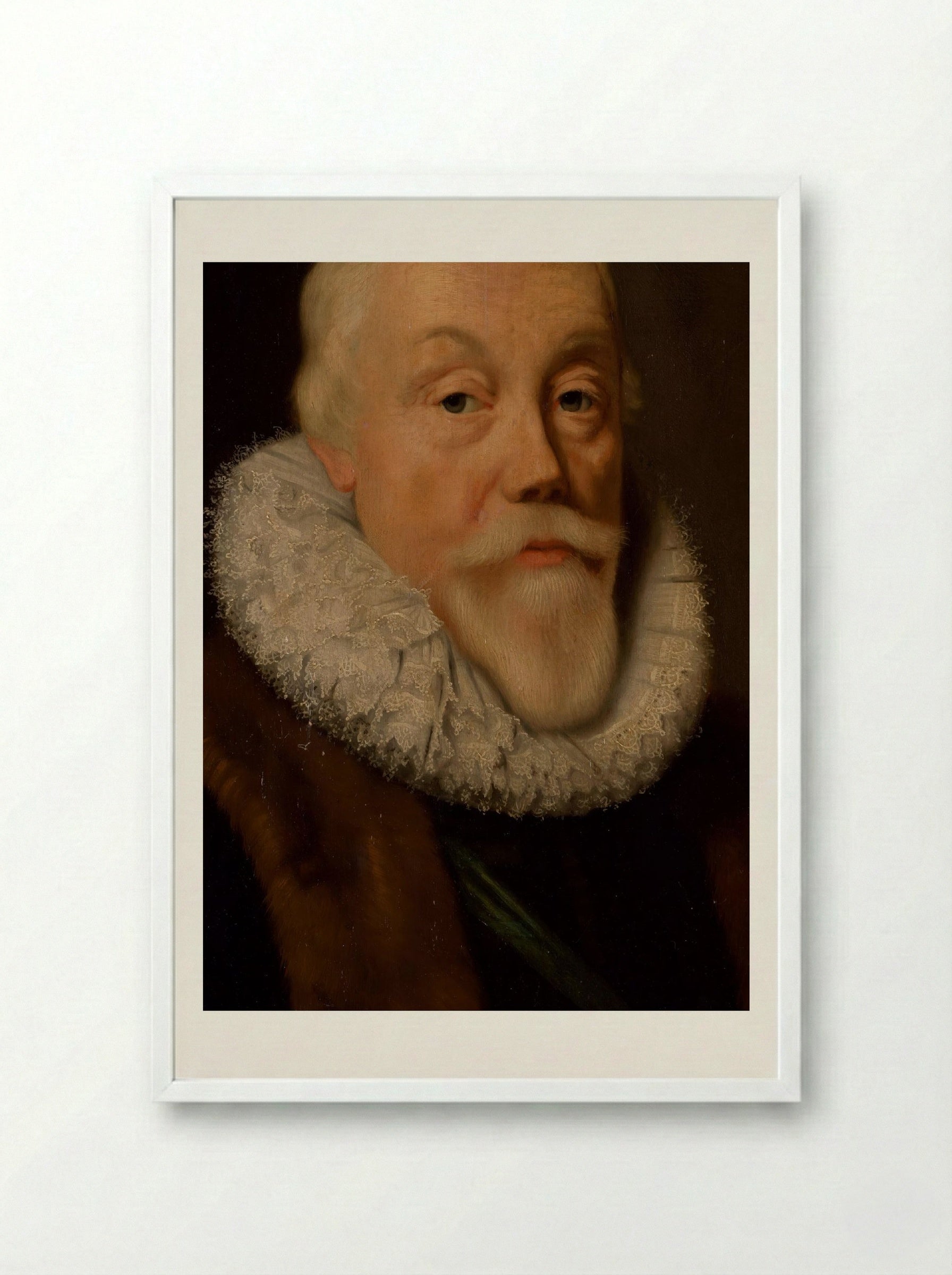 Portrait of a Nobleman, Aged 58 - Michiel Jansz. van Mierevelt - Framed Print White