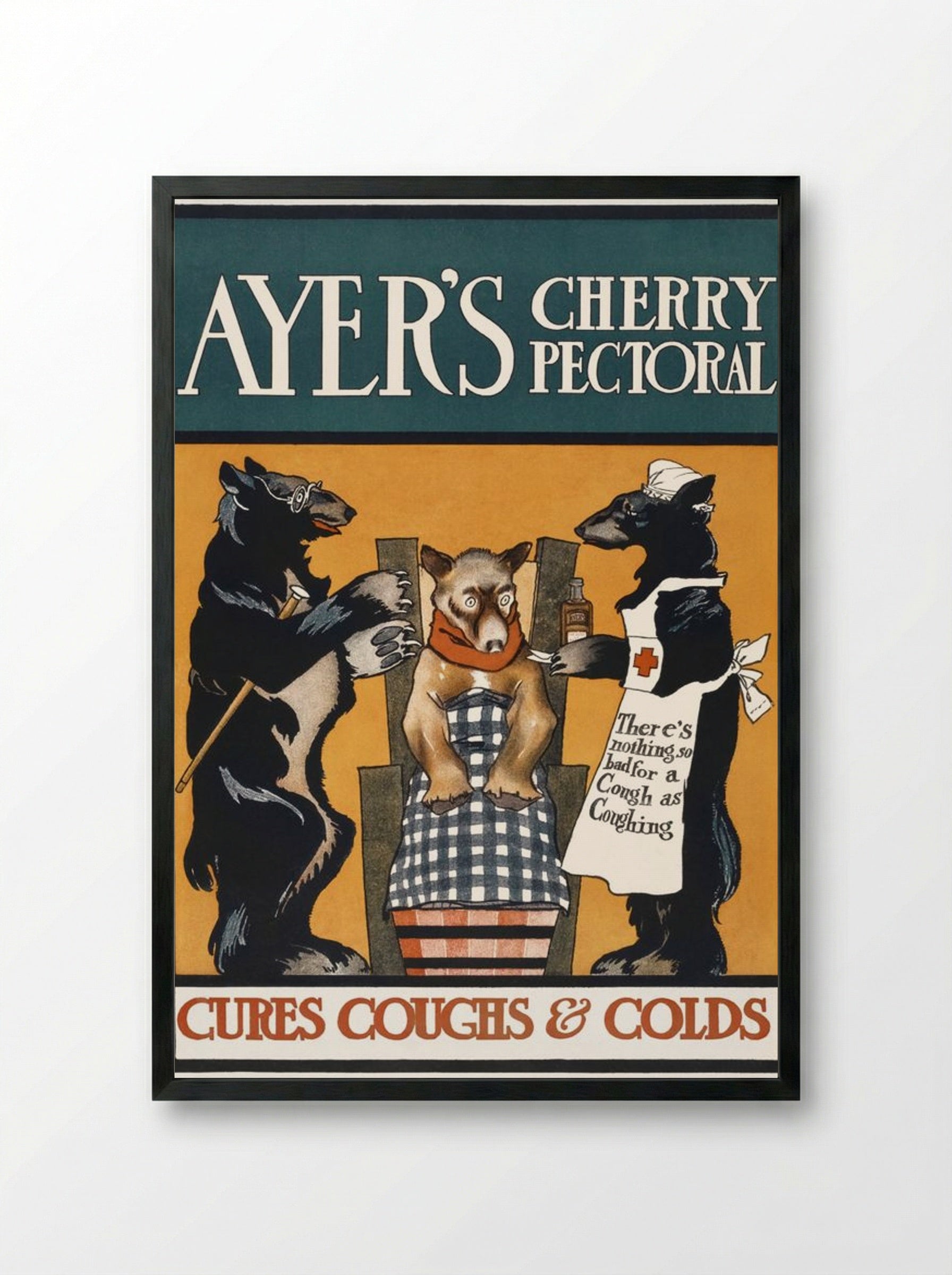 Ayer's Cherry Pectoral - Edward Penfield - Framed Print Black